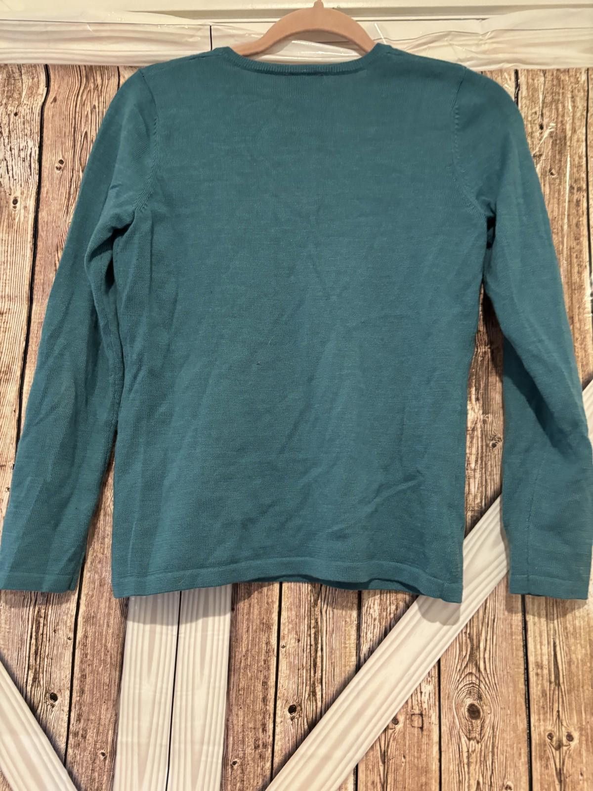 Ann Taylor Ann Taylor petites sz aqua sweater SMALL PULL ON L ARM #291 Size S / US 4 / IT 40 - 3 Thumbnail