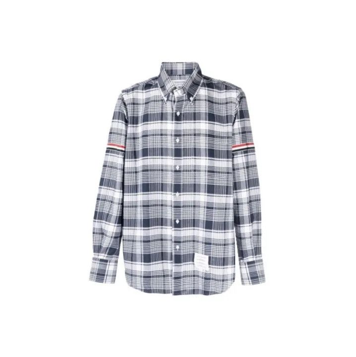 Thom Browne Thom Browne Blue Plaid Long Sleeve Shirt Size US M / EU 48-50 / 2 - 1 Thumbnail