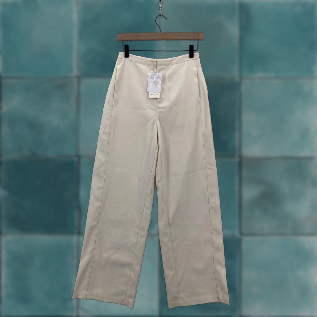 Vintage VINTAGE Commense Minimalist Pockets Draped Pants Womens XS Cream Wide Leg High Rise NWT Size 26" / US 2 / IT 38 - 1 Thumbnail