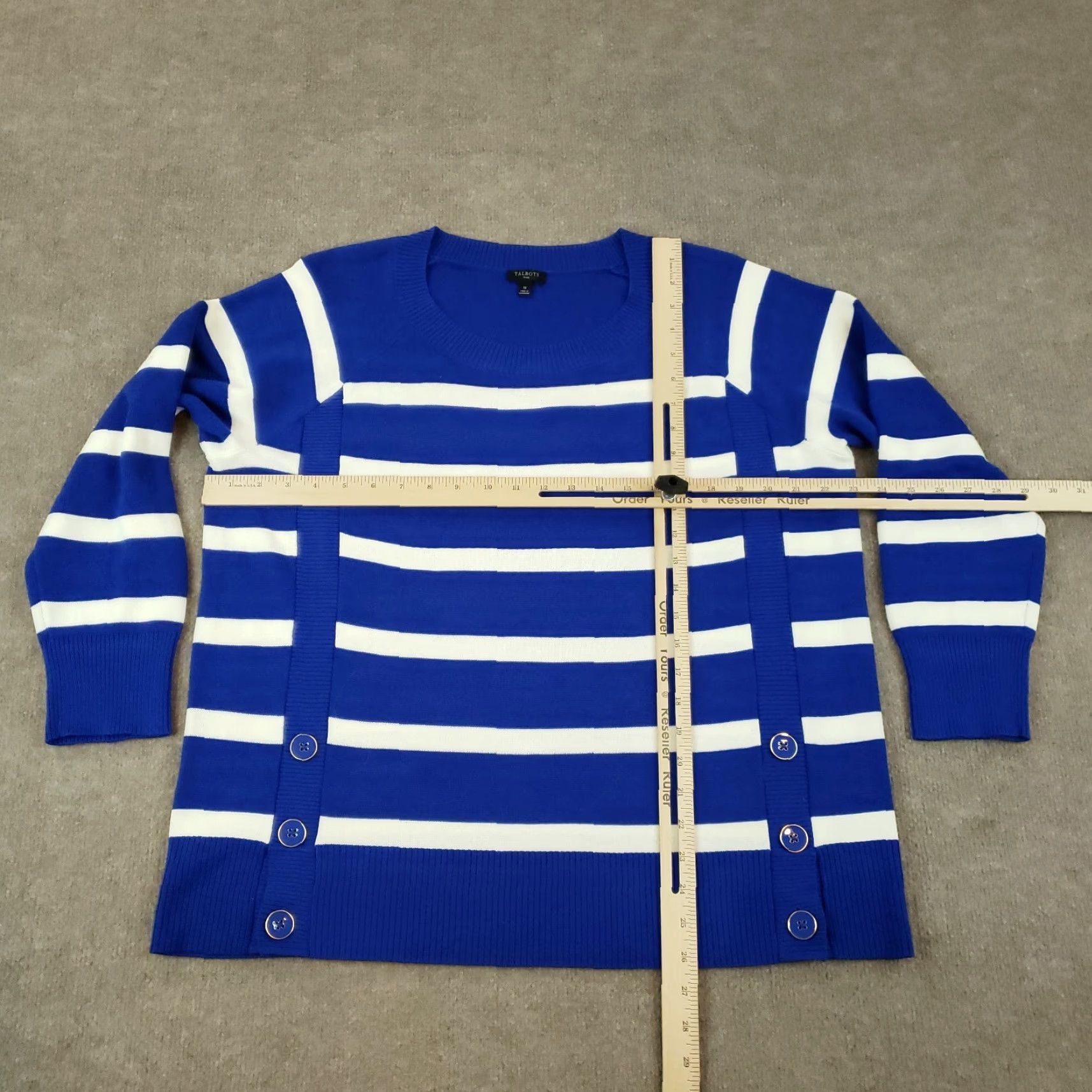 Talbots VINTAGE Talbots Sweater Pullover Womens Plus Size 1X Blue White Striped Lightweight Knitted Casual Size XL / US 12-14 / IT 48-50 - 2 Thumbnail
