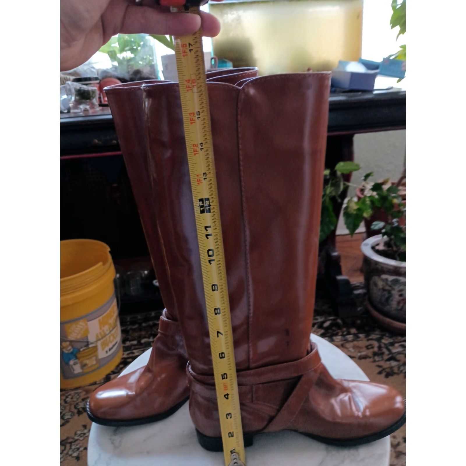 Marc Jacobs VINTAGE Marc Jacobs Boots Brown Patent Leather 39 8 US Women Mid Calf Biker Shaft 16 in Mens Womens Girls Tags: none Size US 8 / IT 38 - 8 Thumbnail