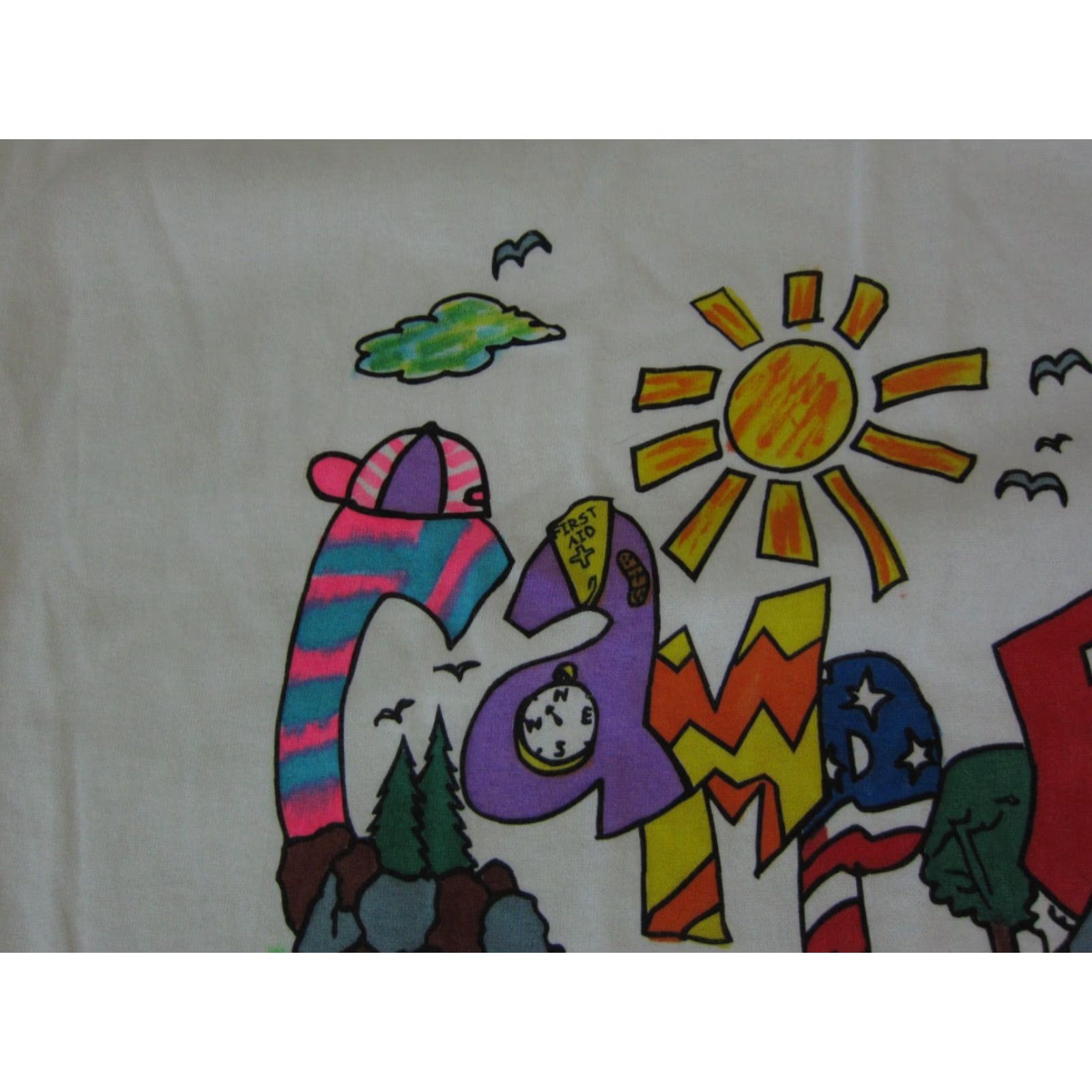 Delta VINTAGE Delta Shirt Mens L White 80s 90s Camp Tee T-Shirt Logo Short Sleeve Crew Neck Cotton Jersey Size US L / EU 52-54 / 3 - 3 Thumbnail
