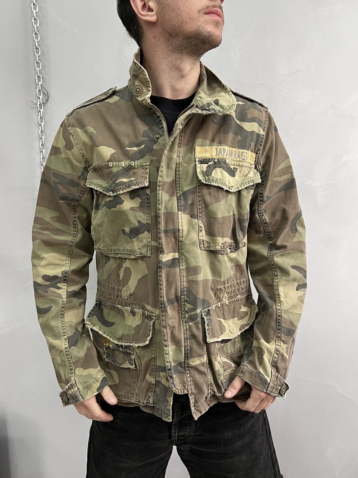 Diesel × Japanese Brand × Junya Watanabe Vintage distressed camo Japan Rags schott style jacket Size US M / EU 48-50 / 2 - 1 Thumbnail