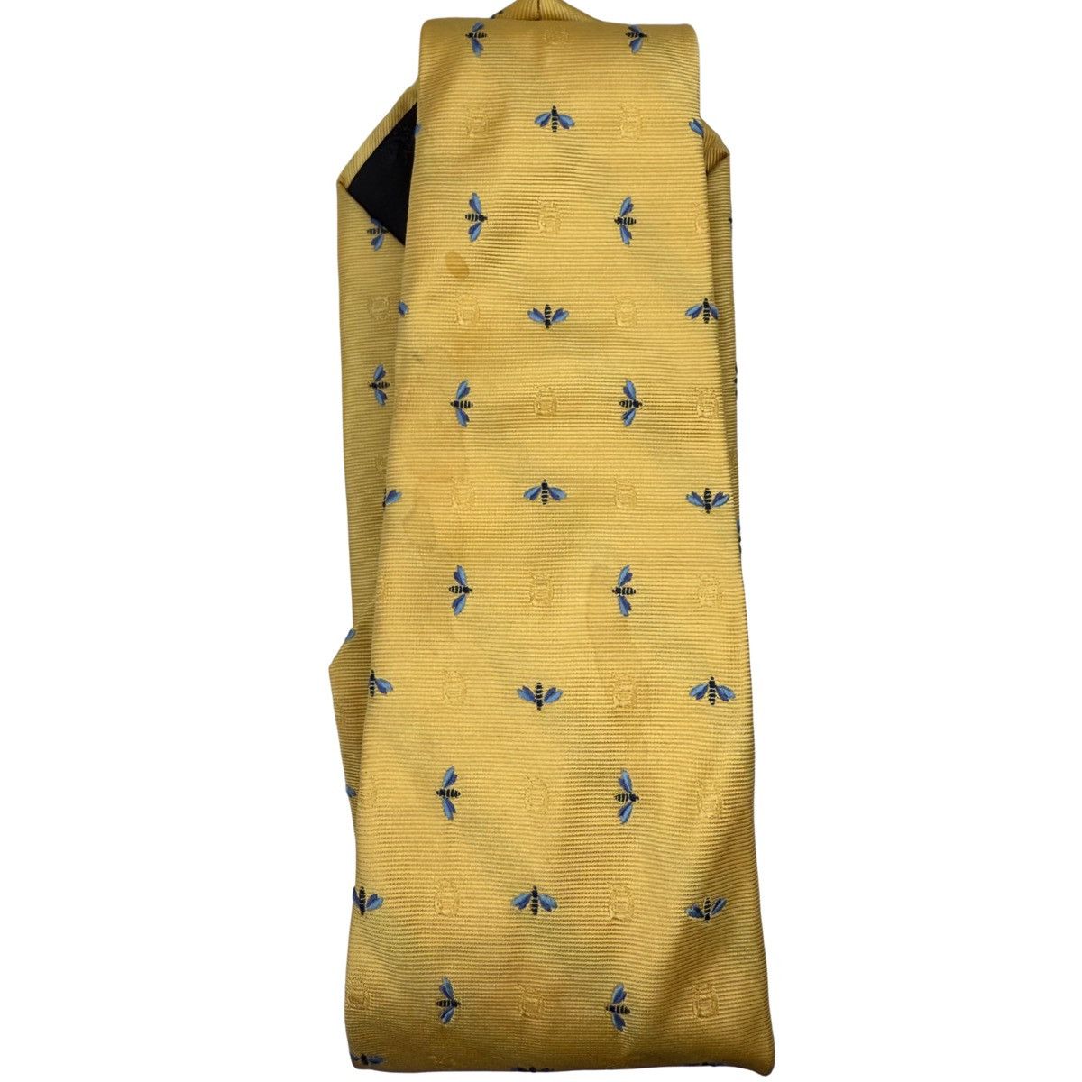 Brooks Brothers Brooks Brothers Silk Tie, Yellow with Blue Bees, Made in USA Size ONE SIZE - 4 Thumbnail