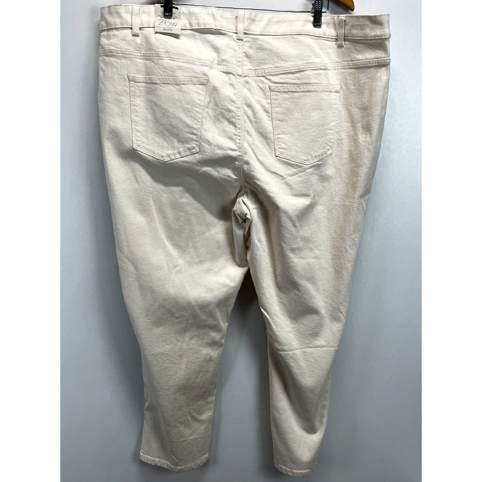 Talbots Talbots Simply Flattering Womens Plus Size Ankle Jeans 26W Crop Denim Ecru/Cream Size 26" / US 2 / IT 38 - 3 Thumbnail