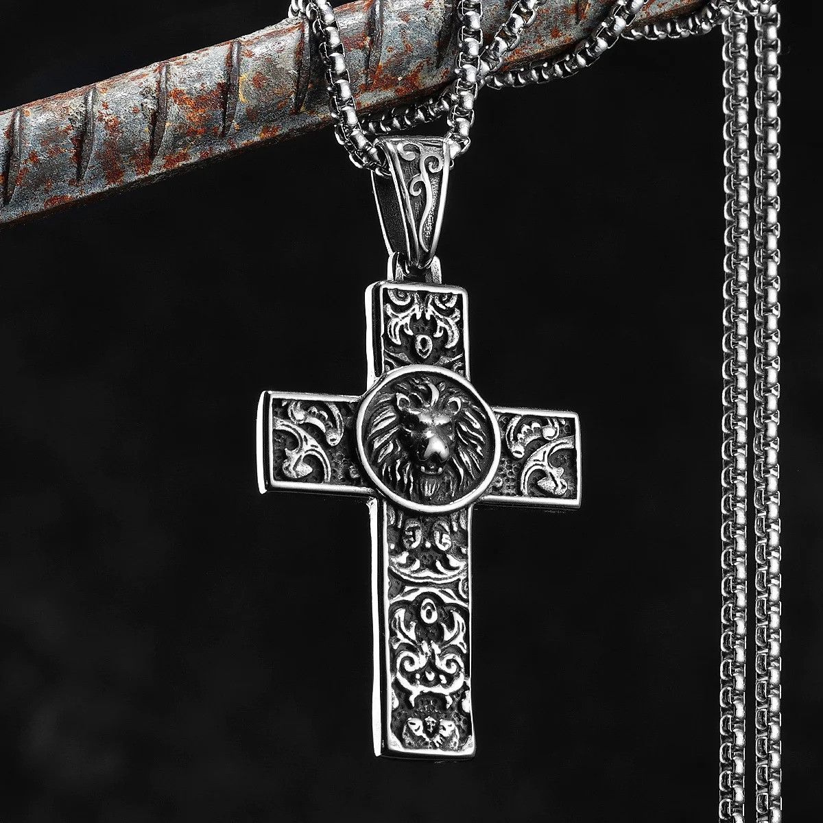 Other Lion Carving Cross Pendant Accessories Necklace Gifts Size ONE SIZE - 3 Thumbnail