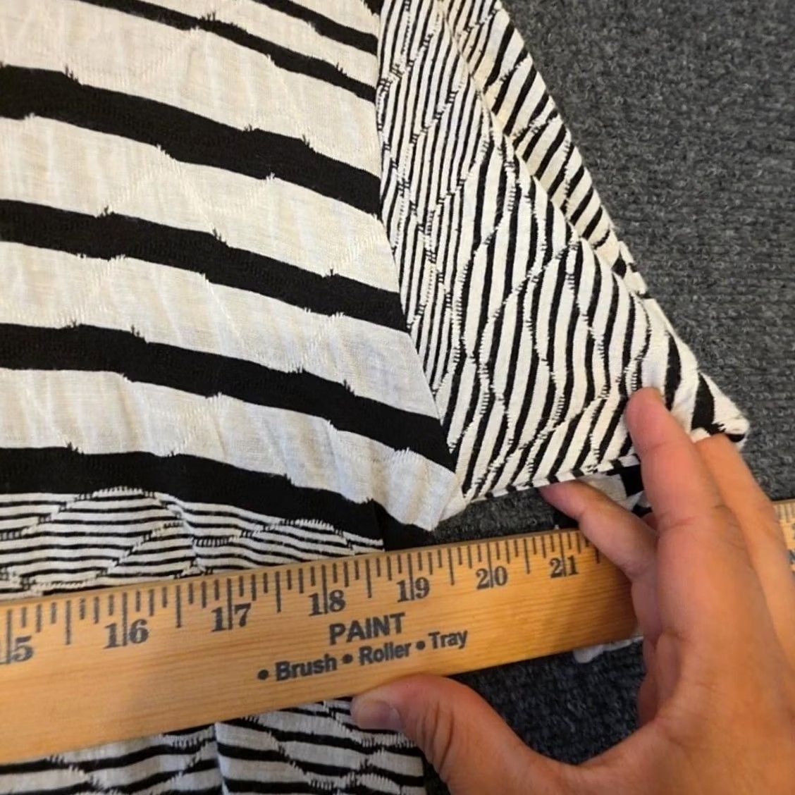 Vintage Ali Miles Blouse Womens XL White Black Striped Short Sleeve Tunic Top Asym Hem Size XL / US 12-14 / IT 48-50 - 5 Thumbnail