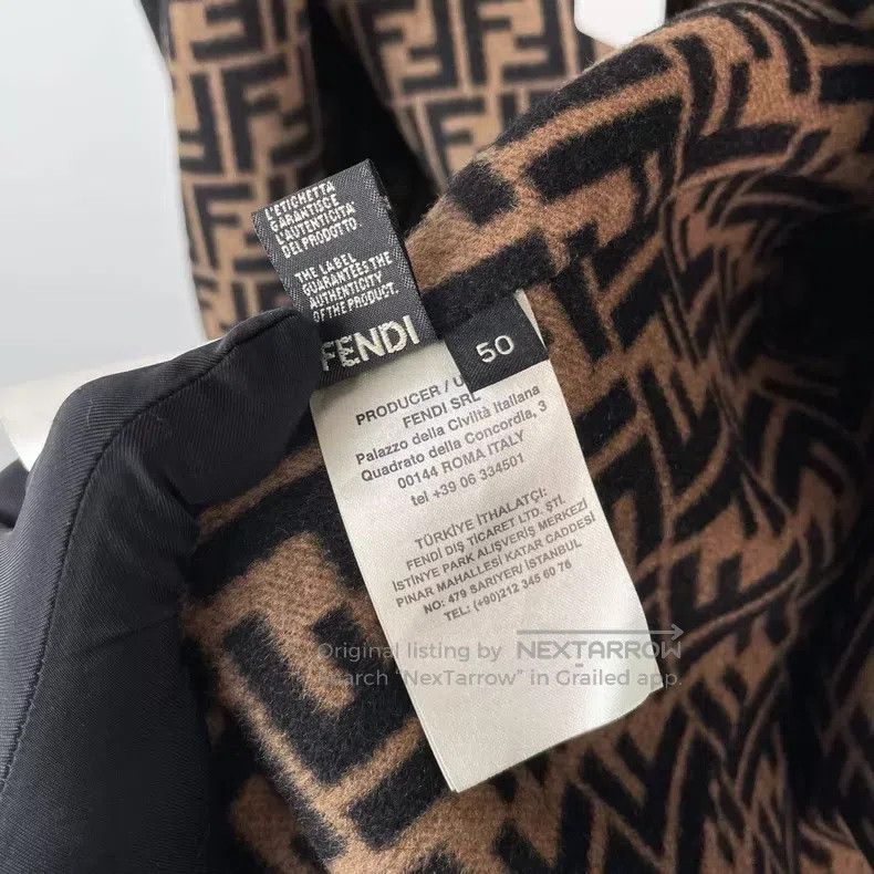 Fendi Fendi Fully Printed Black Wool Long Coat Size US M / EU 48-50 / 2 - 6 Thumbnail