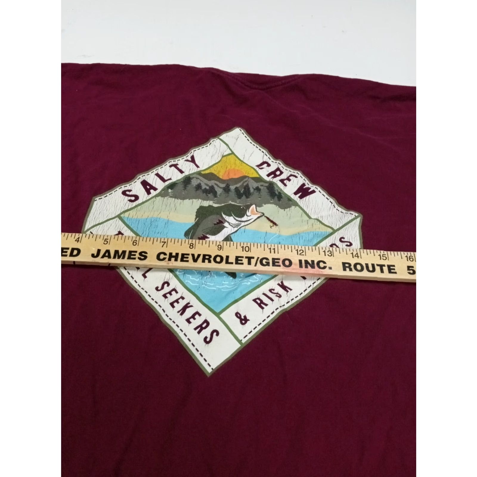 Vintage VINTAGE SALTY CREW T-shirt Thrill Seekers And Risk Takers Lg. Maroon Marlin Logo Size US L / EU 52-54 / 3 - 3 Thumbnail