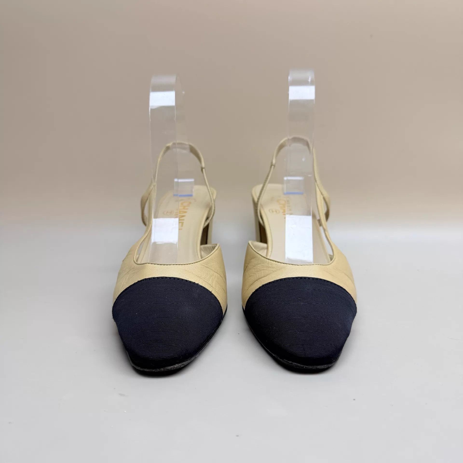 Chanel CHANEL Slingback Pumps Milk Tea 37.5 99 New Size US 7 / IT 37 - 2 Thumbnail