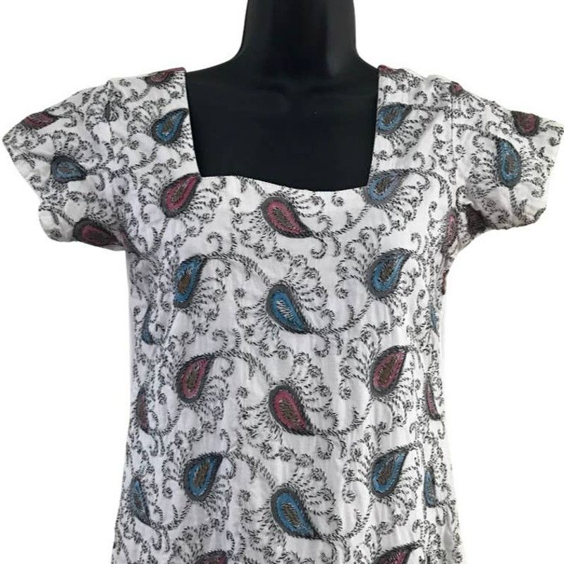 Vintage Embroidered Peacock Feather Dress, Paisley Print Dress Small Size S / US 4 / IT 40 - 2 Thumbnail