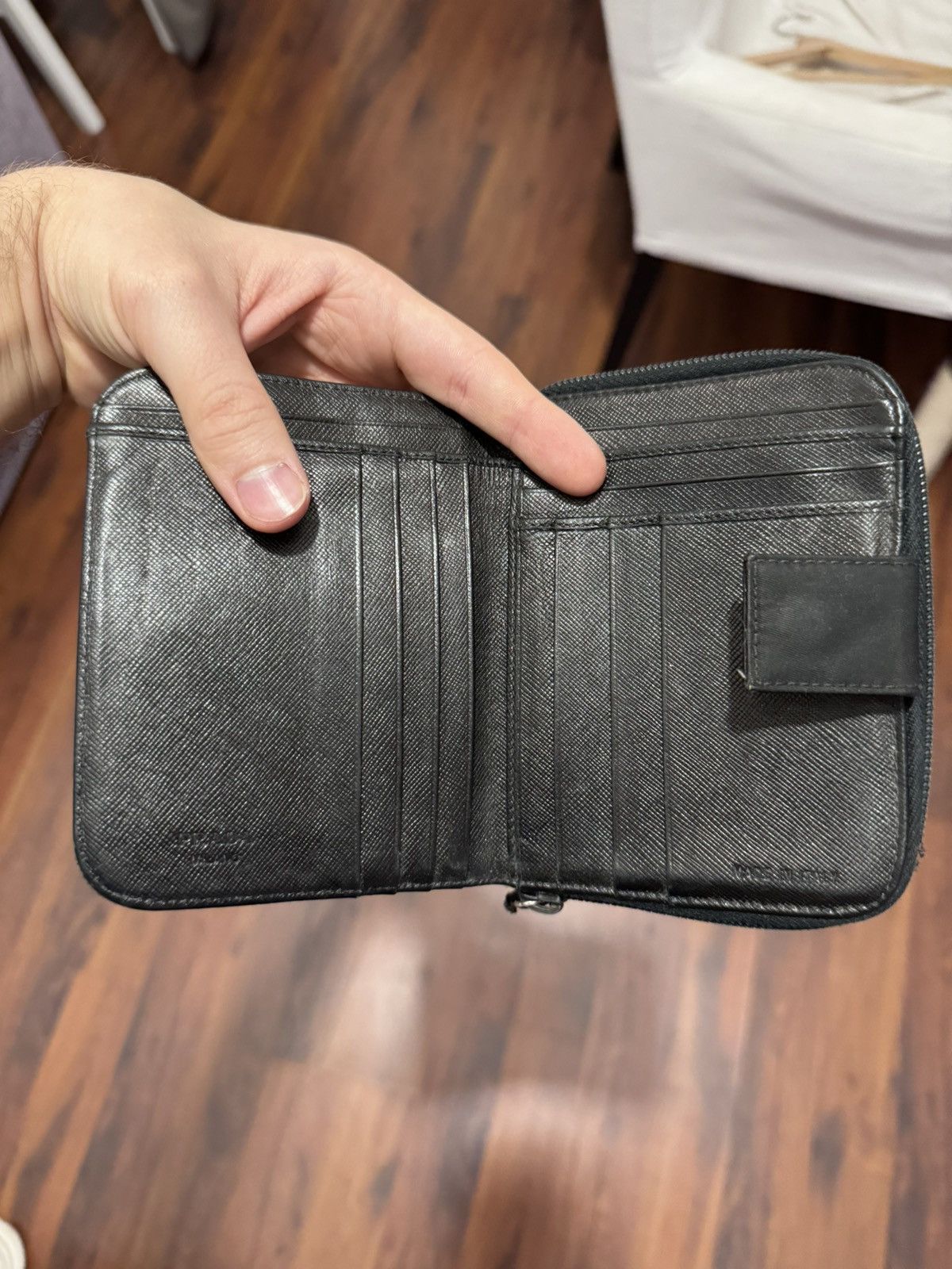 Prada Vintage Prada Nylon Big Wallet Black Logo Hype Designer Size ONE SIZE - 14 Thumbnail