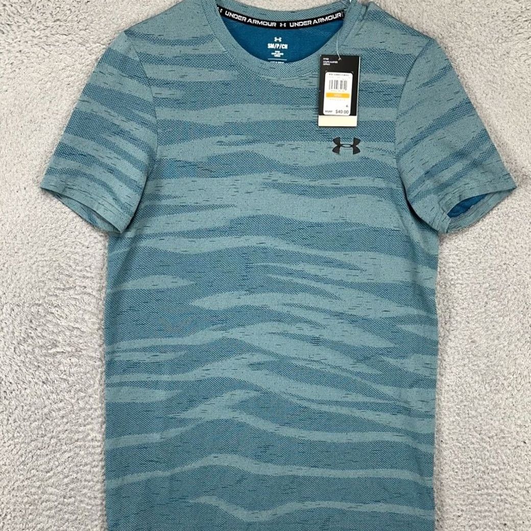Under Armour Under Armour T-Shirt Mens Small Blue Nylon Blend Seamless Wave Short Sleeve Crew Neck Fitted NEW Size US S / EU 44-46 / 1 - 3 Thumbnail