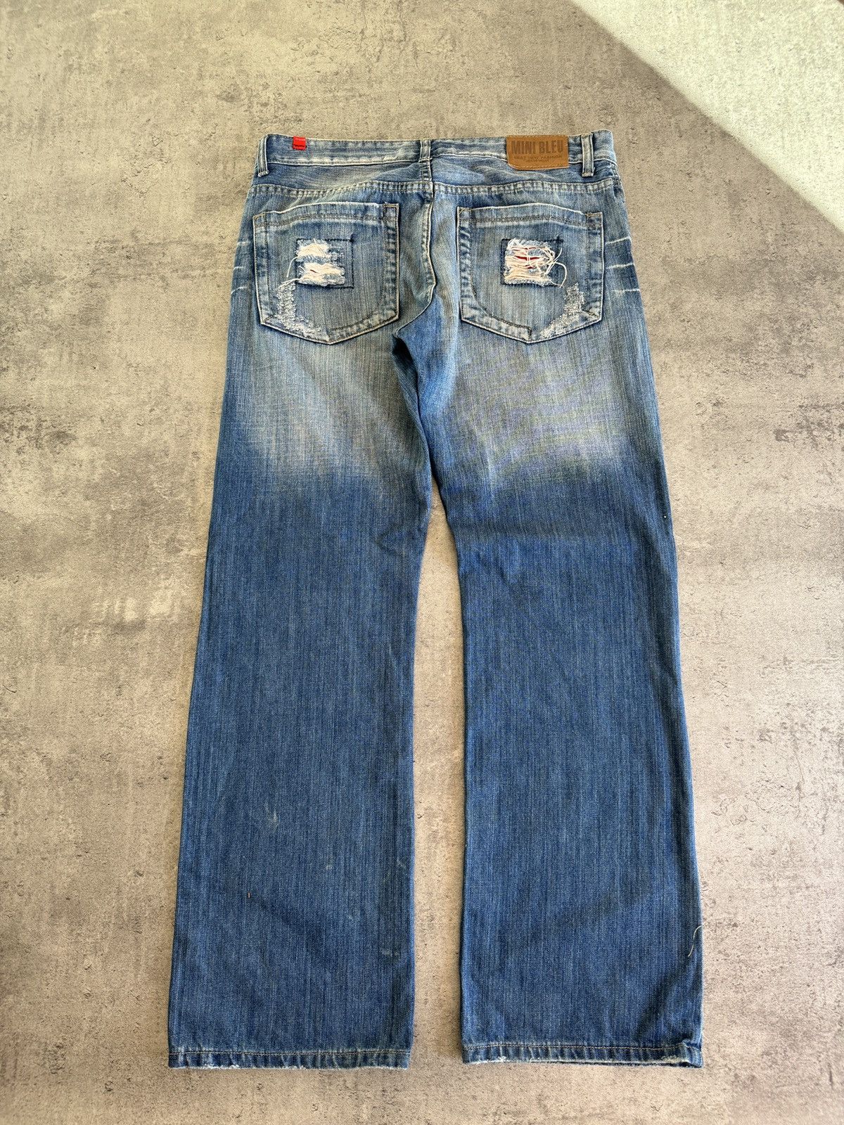 Japanese Brand Baggy Jeans Denim Blue Distressed Rap Skate Y2K Size US 34 / EU 50 - 2 Thumbnail