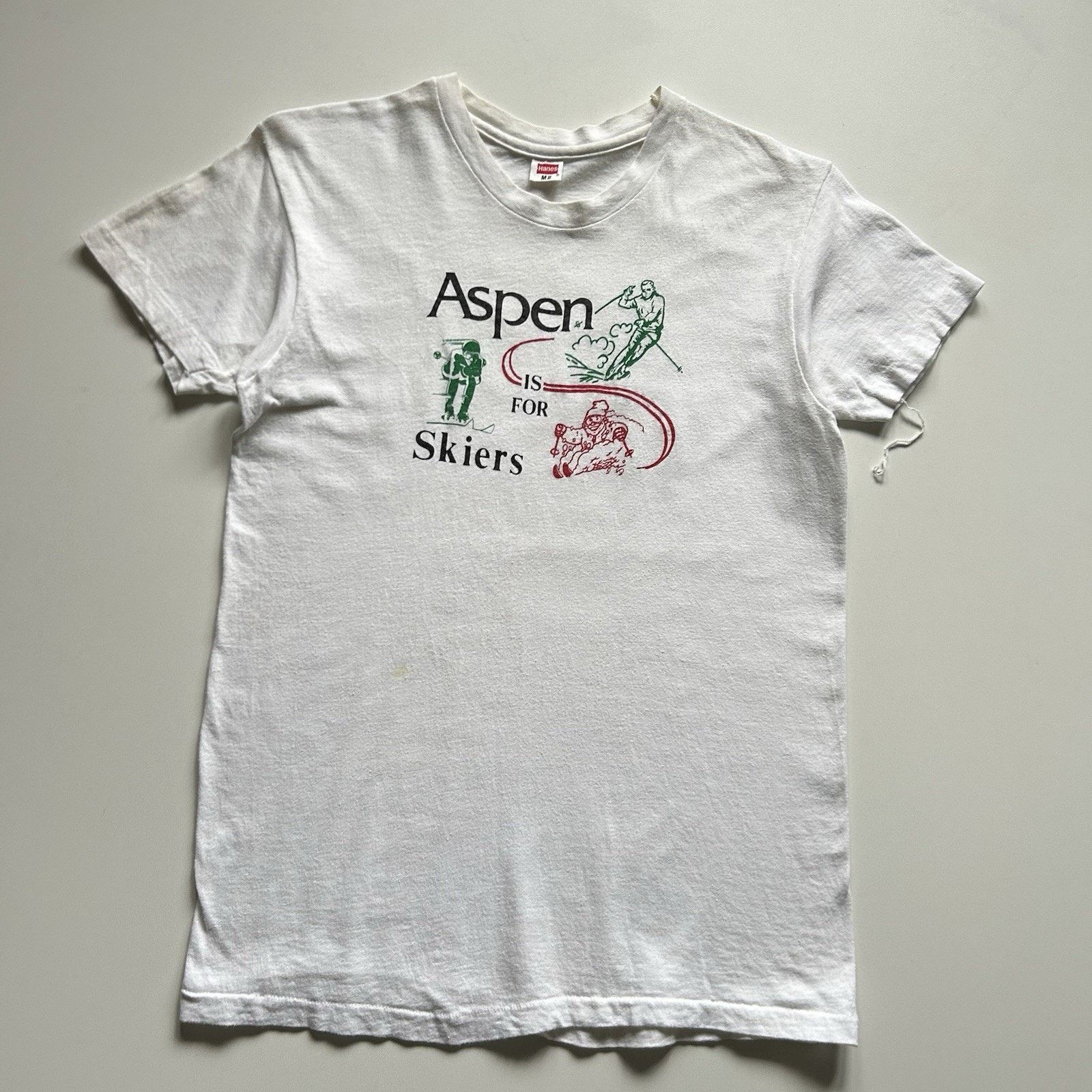 Vintage Aspen Is For Skiers Shirt Medium White 70s 80s Hanes