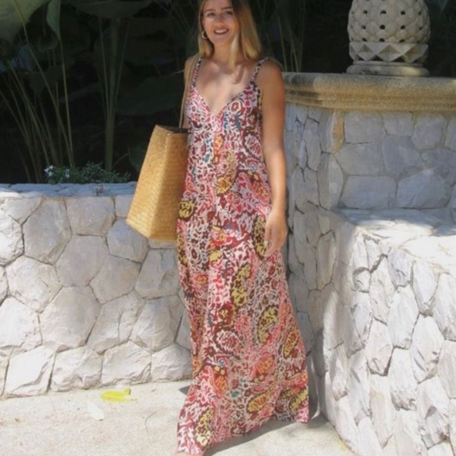 Zara ZARA BLOGGER FAVORITE PRINT DRESS BORDEAUX / ECRU Size XS / US 0-2 / IT 36-38 - 7 Thumbnail