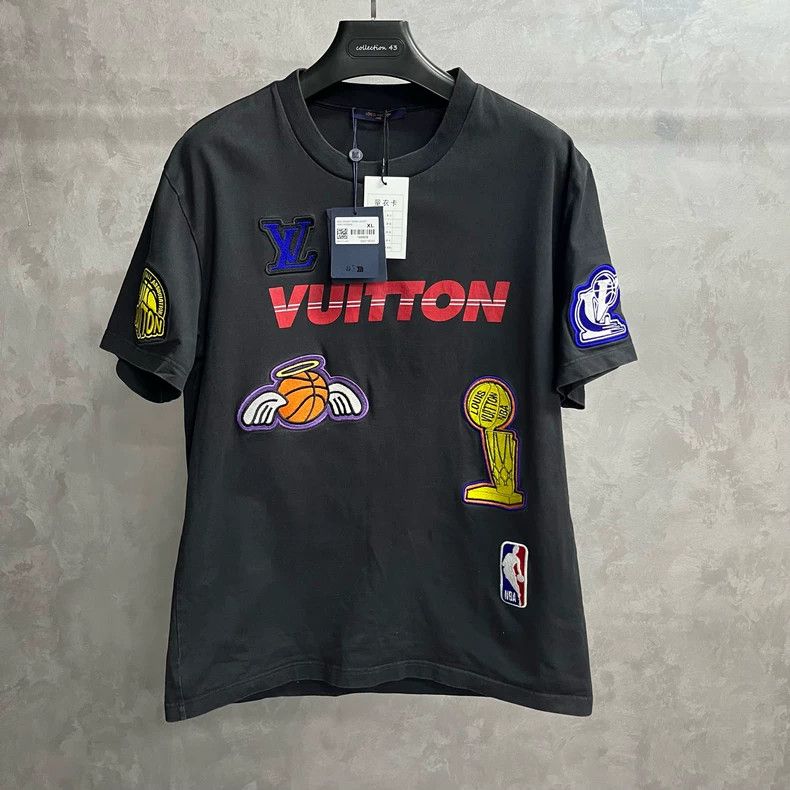Louis Vuitton Black multi-logo crewneck monogrammed printe