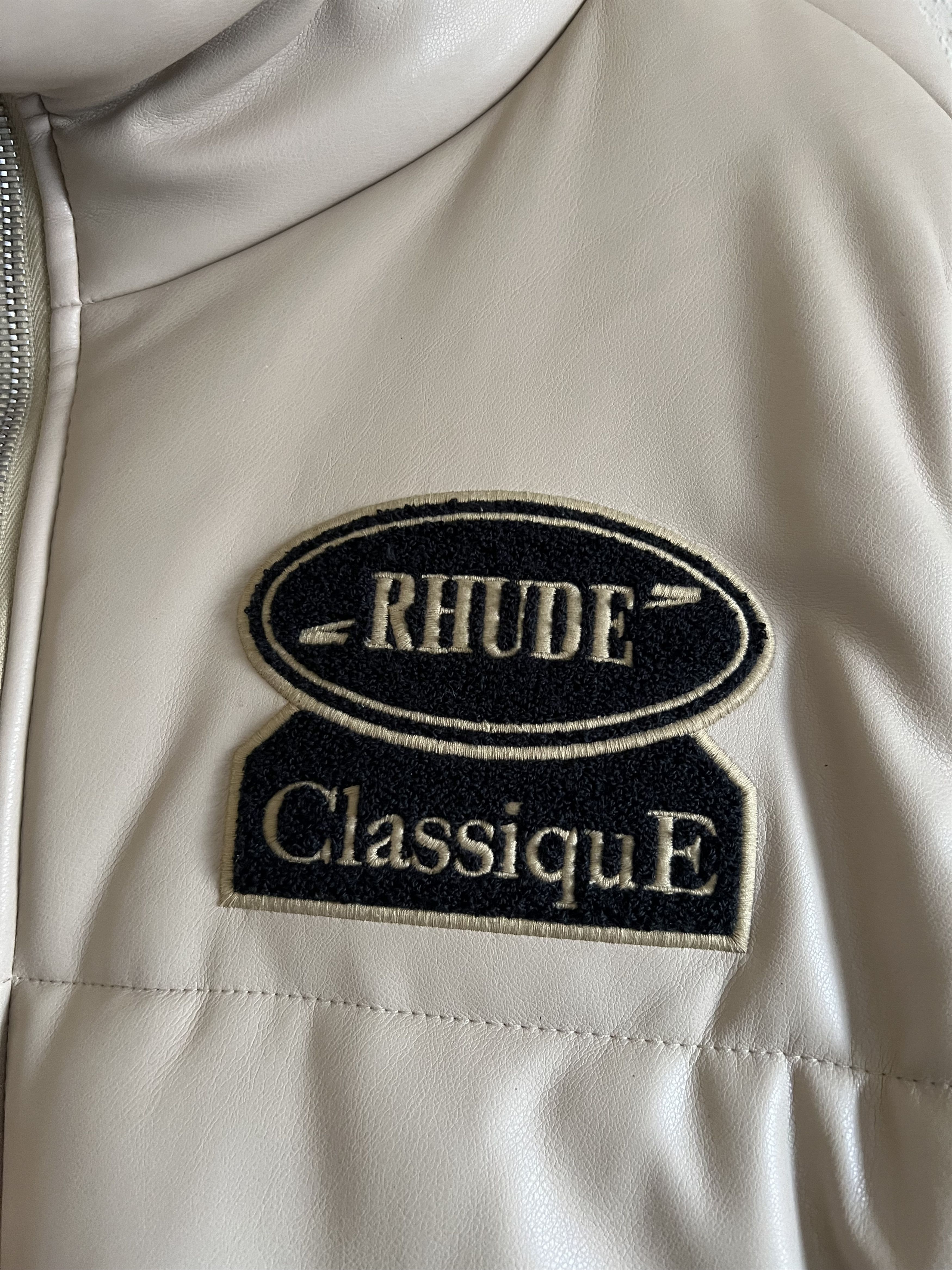 Rhude Rhude Classique Faux Leather Puffer Jacket in Beige Size US L / EU 52-54 / 3 - 3 Thumbnail