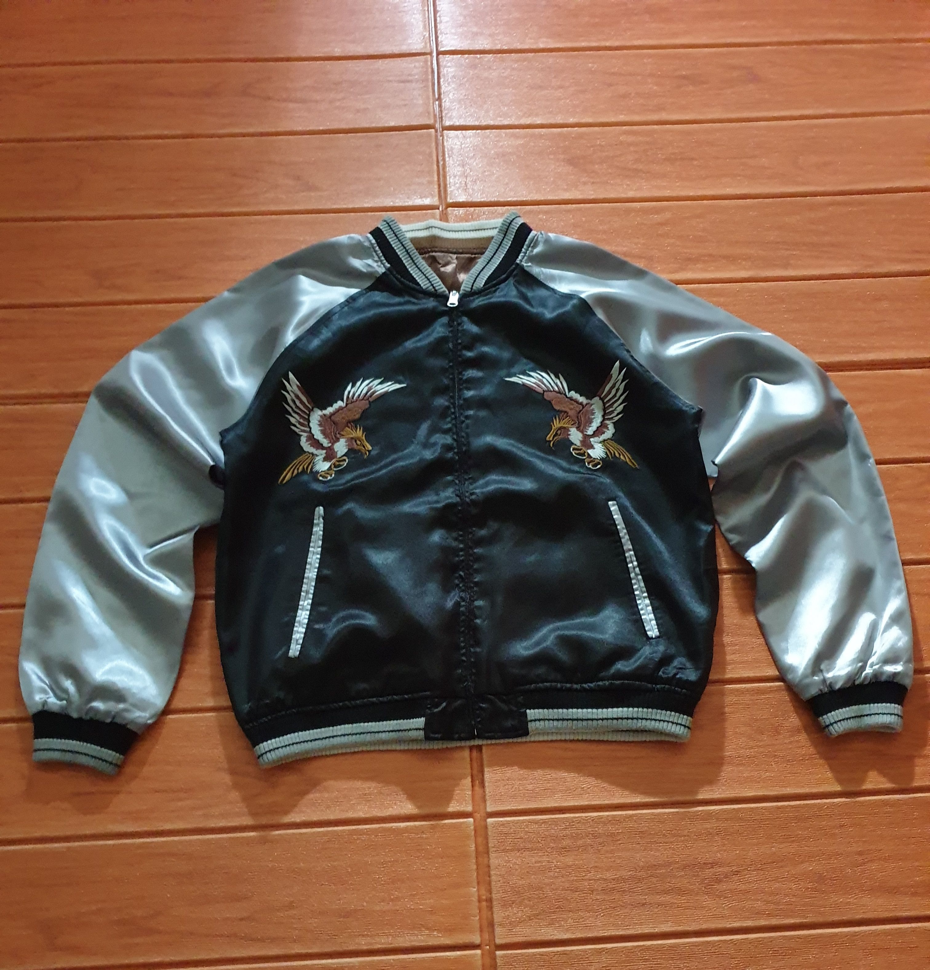 Japanese Brand 💥Skull n bird Embroidery reversible Yakuza Sukajan Jacket Size US M / EU 48-50 / 2 - 5 Thumbnail