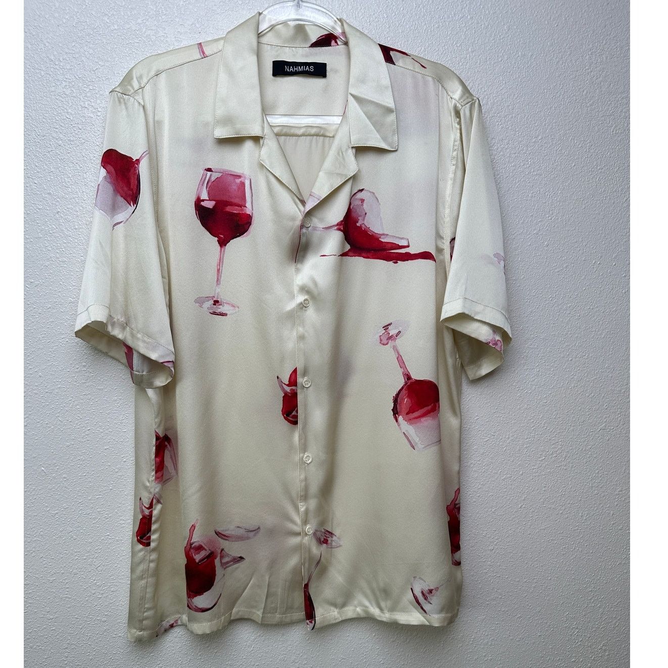 Nahmias Nahmias Silk Pajama Set Wine Glass Print Ivory Cream L Size L / US 10 / IT 46 - 2 Thumbnail