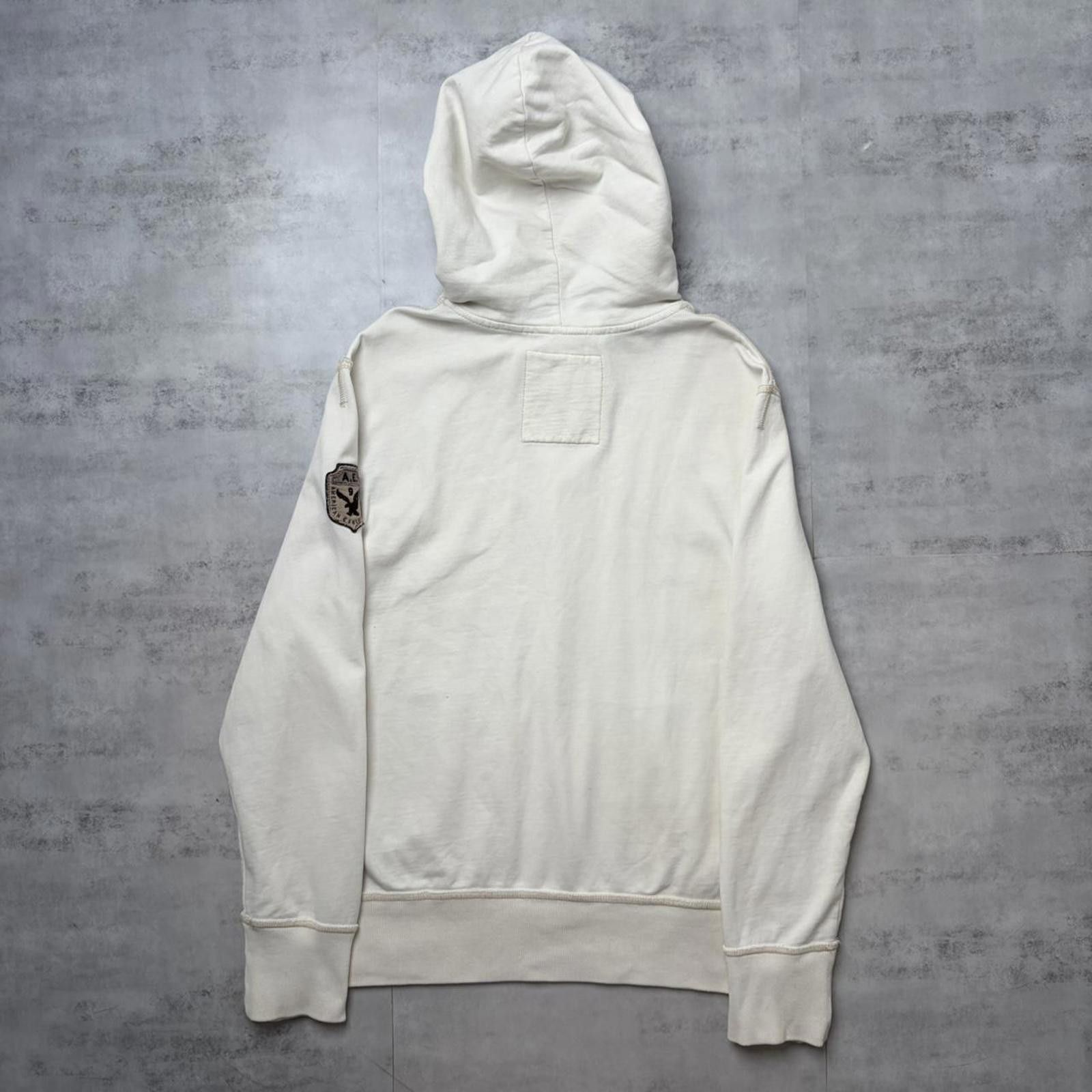American Eagle Outfitters Y2K White Amercan Eagle Grunge Distressed Thermal Hoodie Size US L / EU 52-54 / 3 - 7 Thumbnail