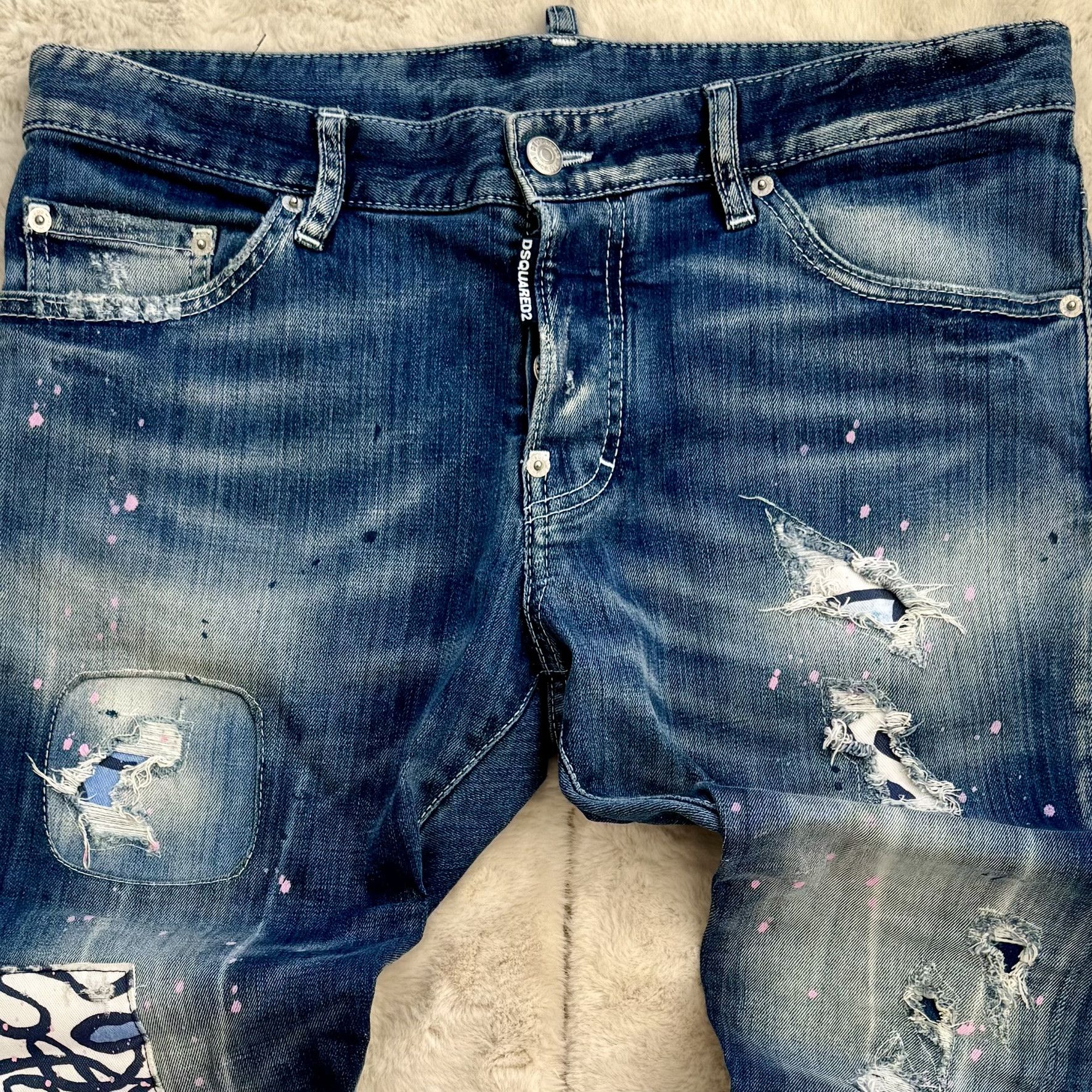 Dsquared2 Dsquared2 Patched & Paint-Splattered Jeans – Size 48 Size US 32 / EU 48 - 3 Thumbnail