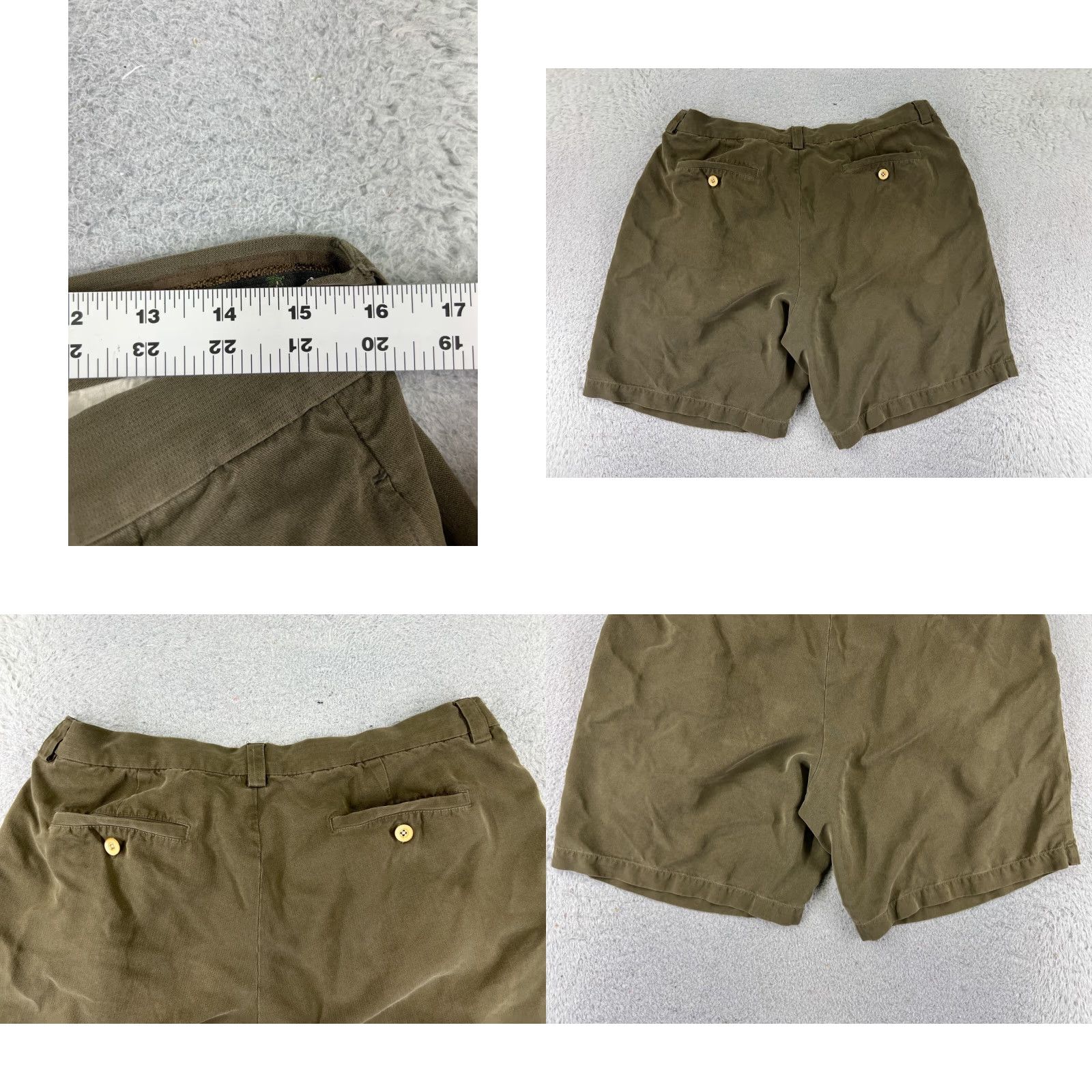 Tommy Bahama Tommy Bahama Shorts Men 35 Green Pleated Bermuda Silk Bermuda Holiday Aloha Beach Mens Size US 35 - 9 Thumbnail