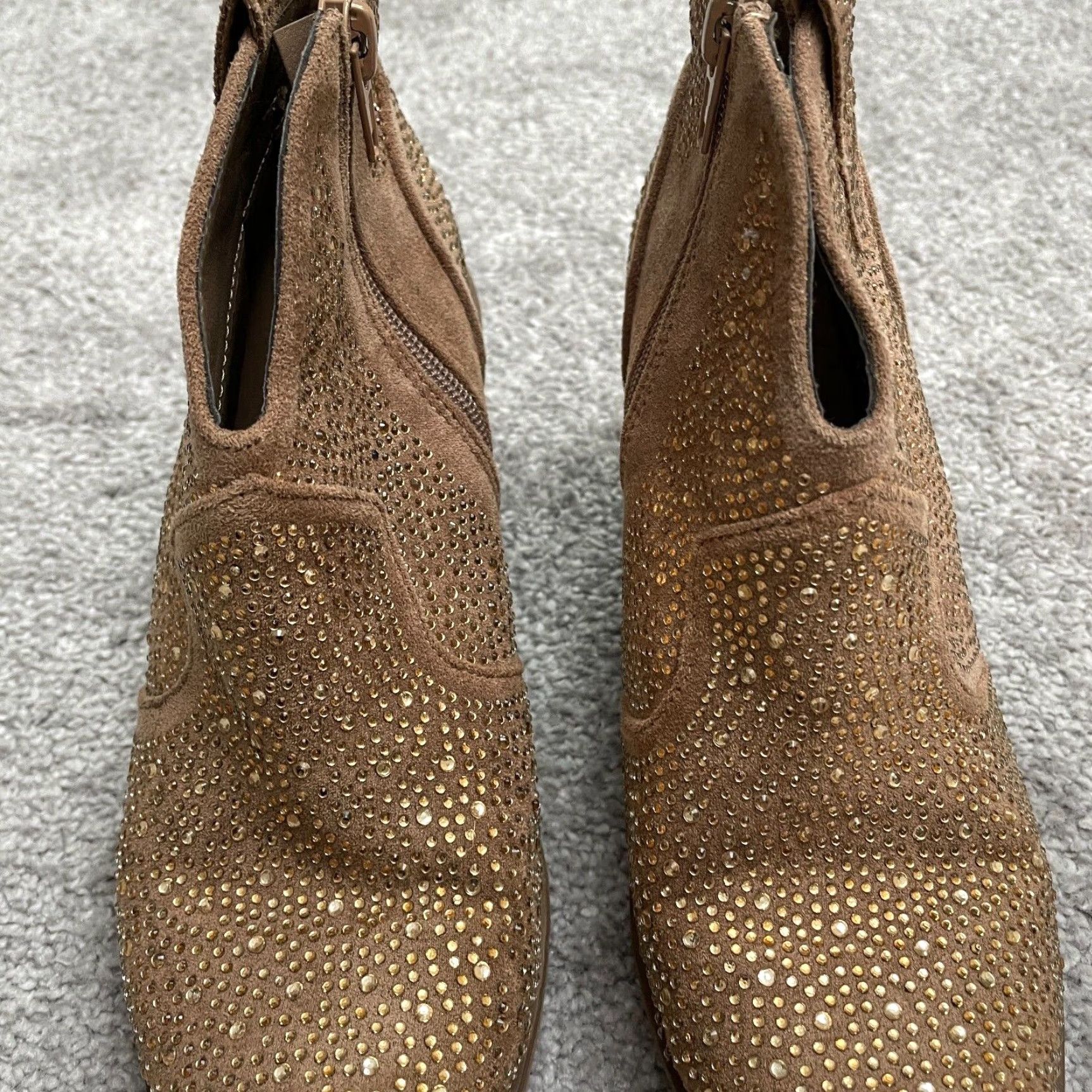 Vintage VINTAGE not? Wait. No vintage. Pierre Dumas Wilder Rhinestone Ankle Boots Womens 6 Brown Pointed Embellished Size US 6 / IT 36 - 7 Thumbnail