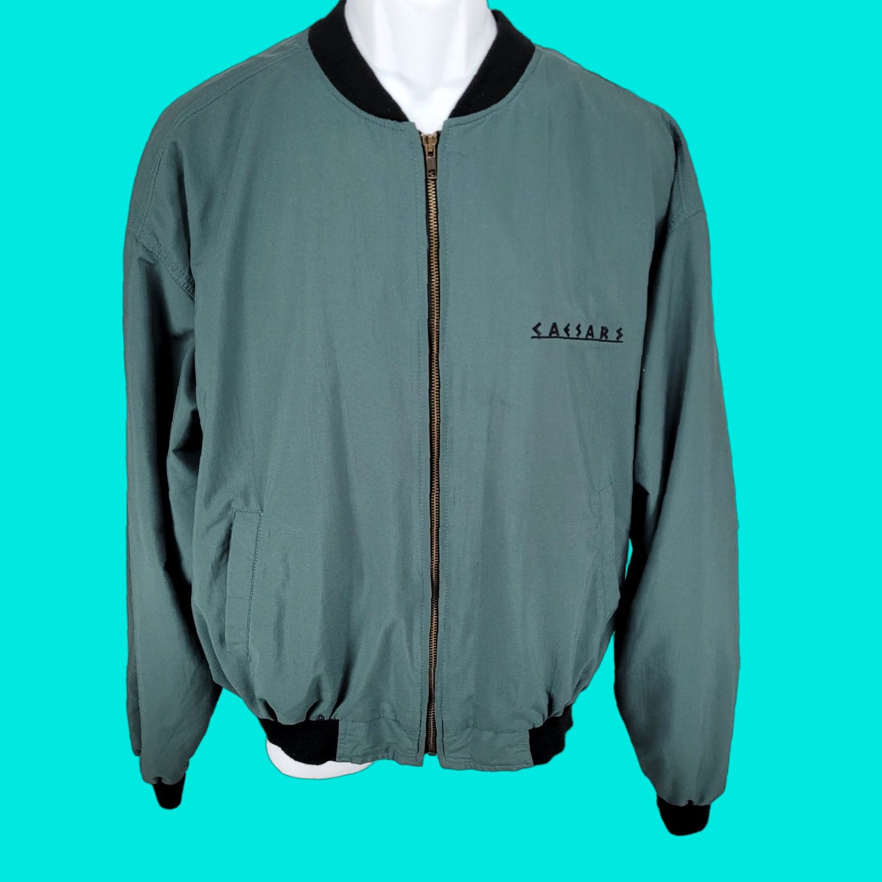 Vintage VINTAGE Caesars Green Embroidered Logos Lightweight Full Zip Bomber Jacket Size 2XL Size US XXL / EU 58 / 5 - 1 Thumbnail