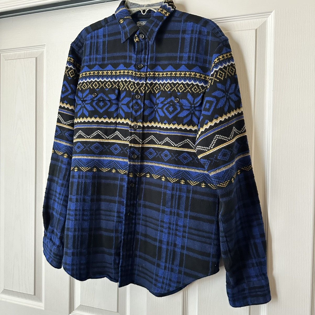 Polo Ralph Lauren × Vintage Polo Ralph Lauren Snowflake Large Flannel Shirt Vintage Size US L / EU 52-54 / 3 - 7 Thumbnail