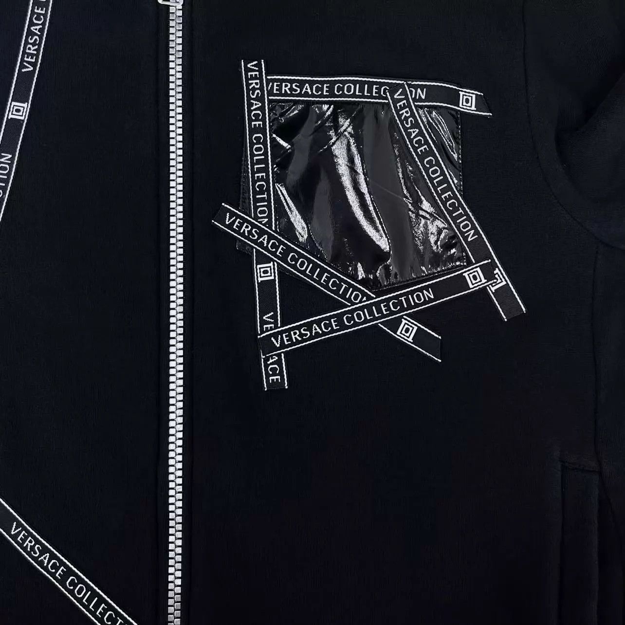 Versace Versace Black Stripe Logo Hood Zip Jacket M 180 Size US M / EU 48-50 / 2 - 4 Thumbnail