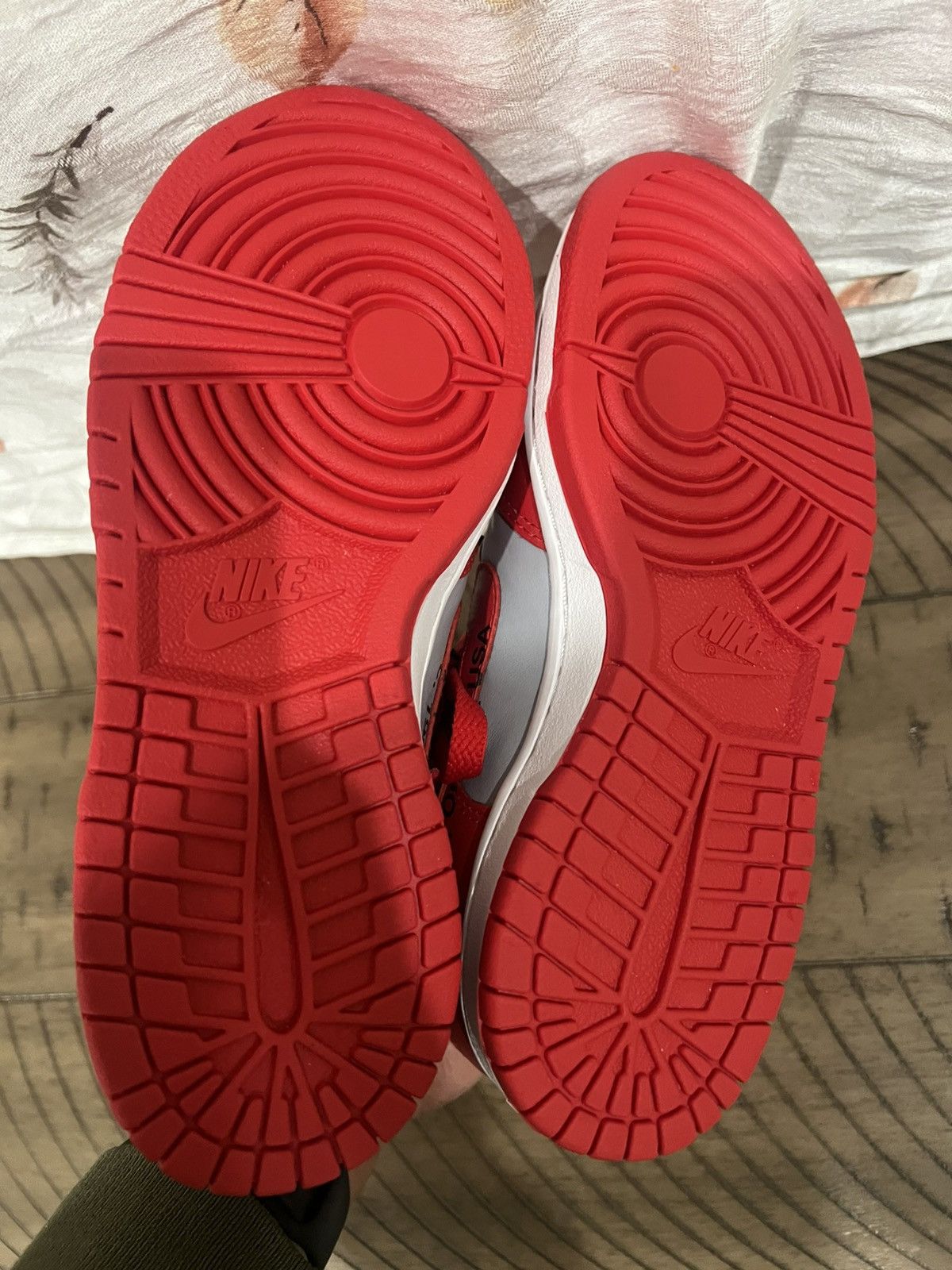 Nike × Off-White Off White Nike Dunk Low University Red Sz 4 2019 CT0856-600 Size US 5 / EU 37 - 8 Thumbnail