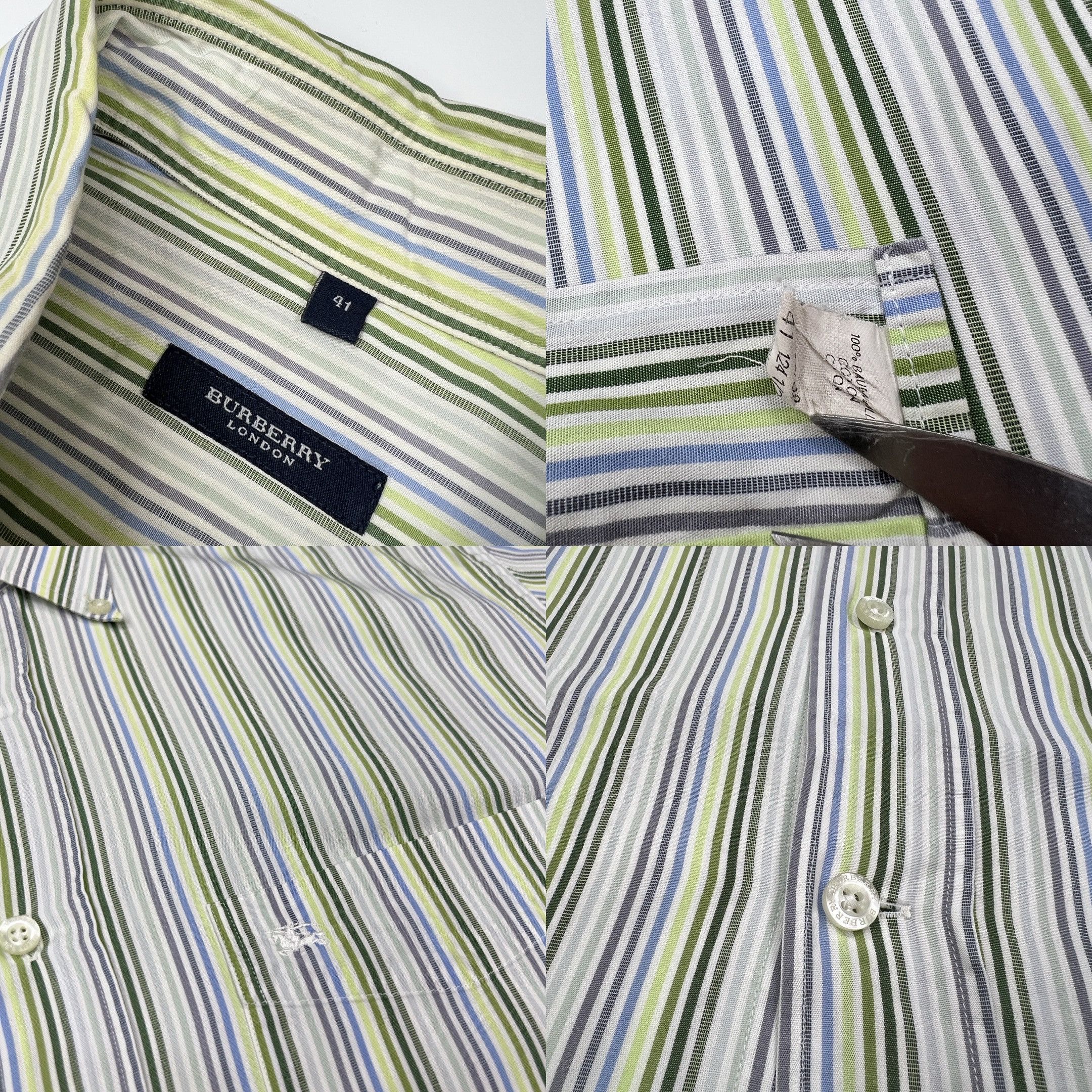 Burberry Vintage Burberry Pocket Logo Striped Button Up Shirt Size US L / EU 52-54 / 3 - 8 Thumbnail