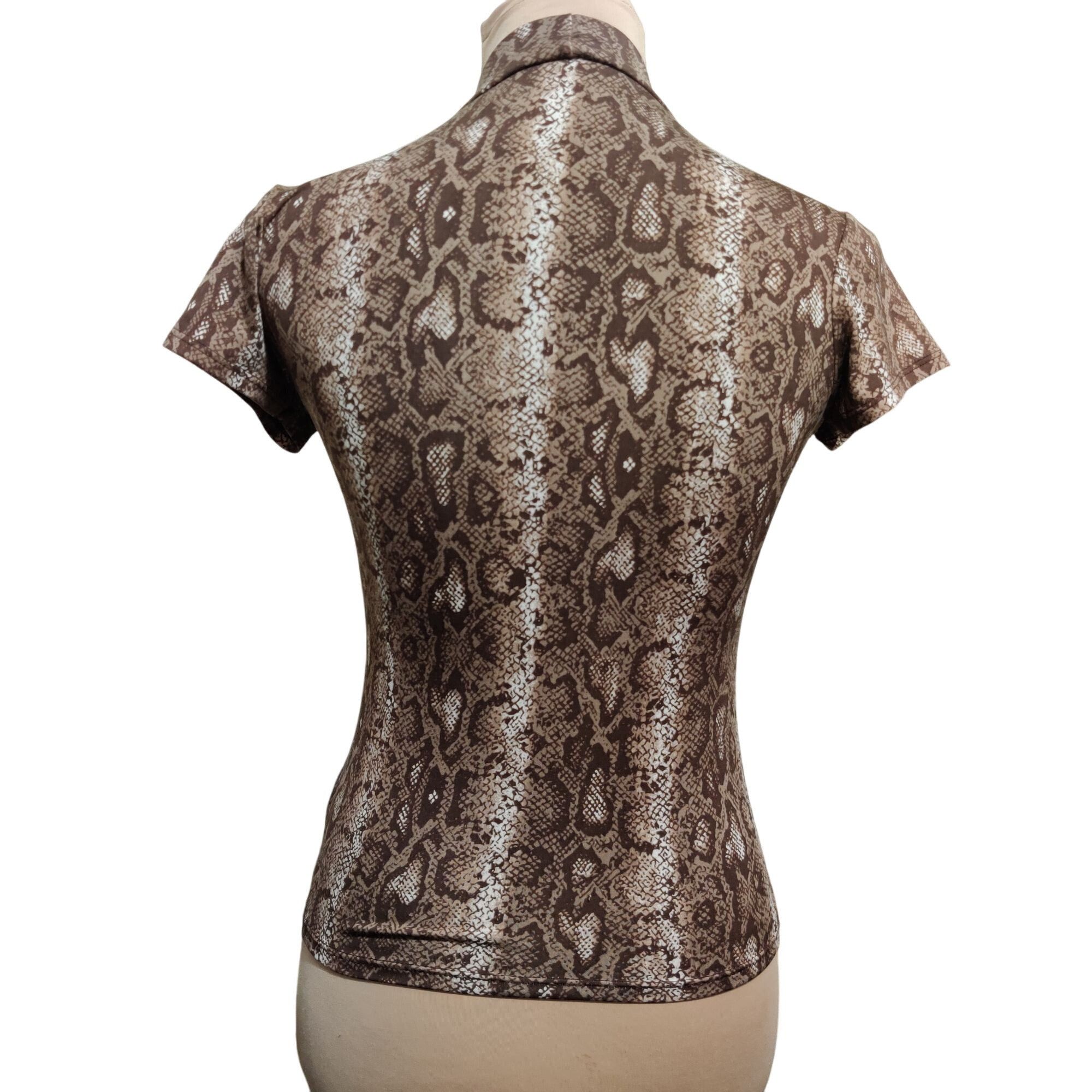 Other Olivia Rae S Brown Snake Print Mock Neck Top Edgy Y2K Grunge Size S / US 4 / IT 40 - 4 Thumbnail