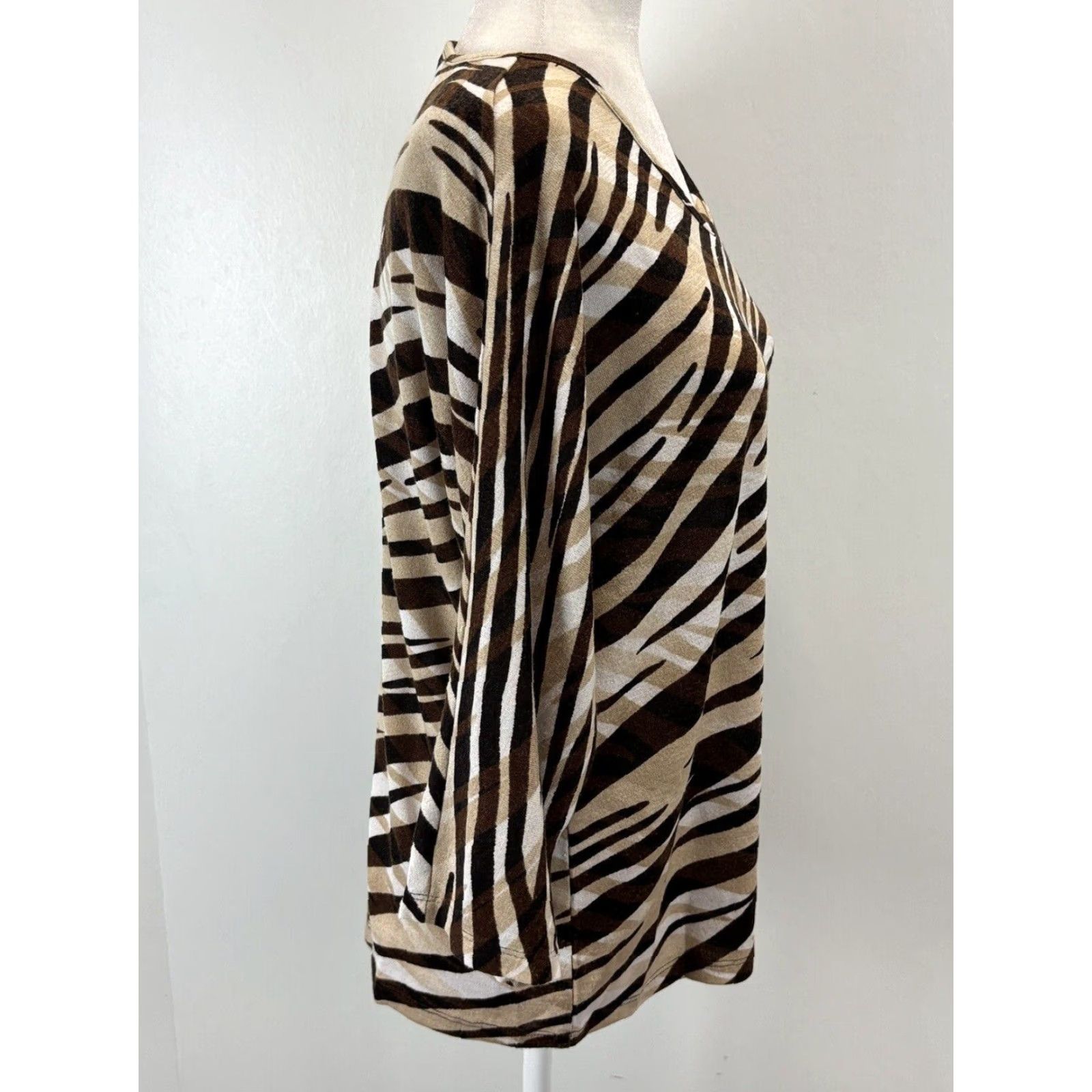Vintage Chicos Fine Knit Animal Print Top Shirt 1 US Medium Tiger Stripe Stretch Tunic Size M / US 6-8 / IT 42-44 - 4 Thumbnail