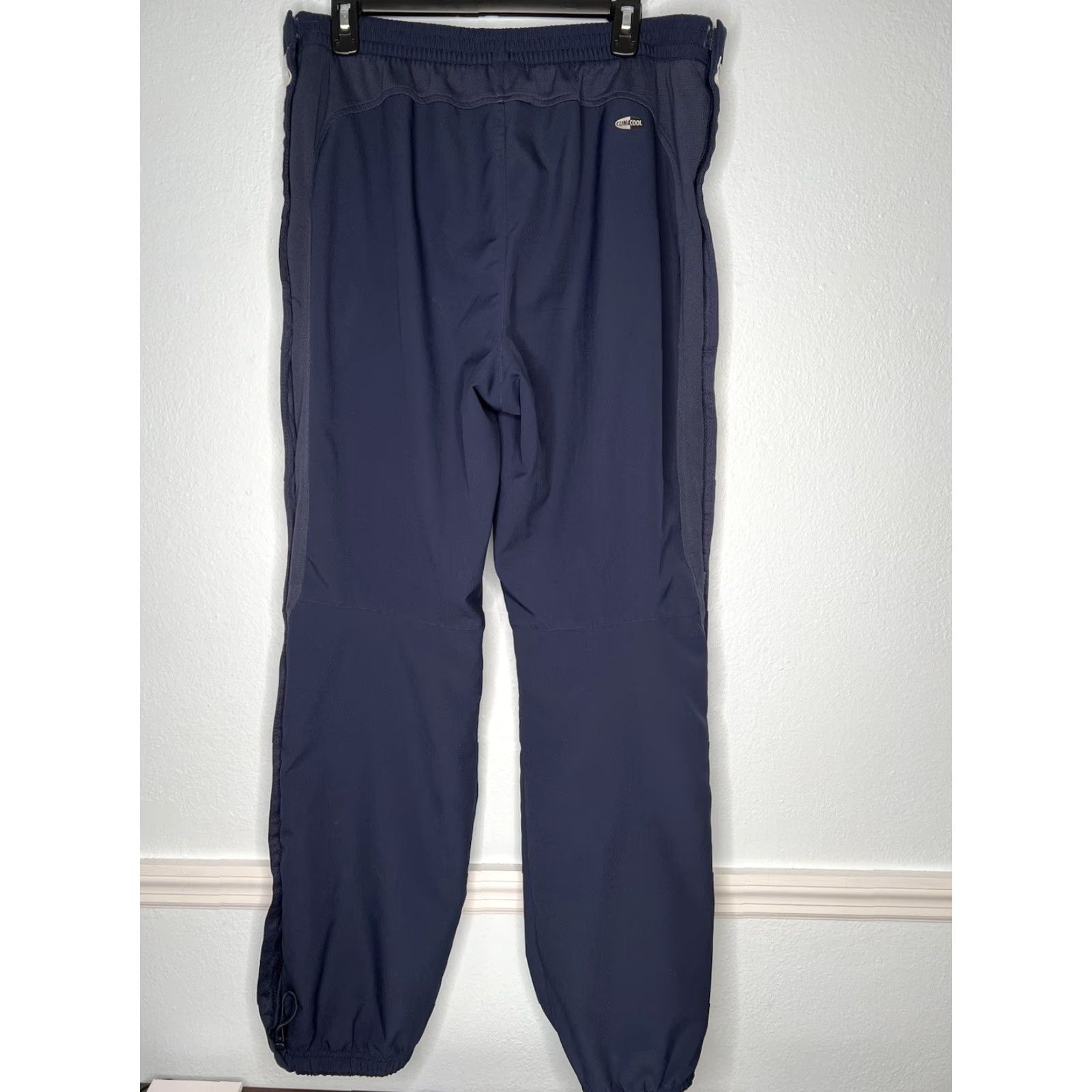 Adidas VINTAGE Adidas Pants Mens Large Blue Full Zip Side Windbreaker Y2K 3 Stripes 90s Athleisure Retro Straight Pockets Zip Pocket Track Pants Size US 33 - 2 Thumbnail