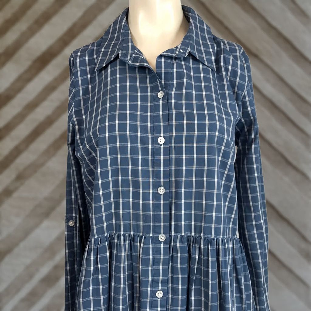 Veronica Beard Veronica Beard Jeans Plaid Shirt Dress Blue Midi Button Front Collared Long Sleeve Women S Health-Vibe? (No, must not add). Size S / US 4 / IT 40 - 1 Thumbnail