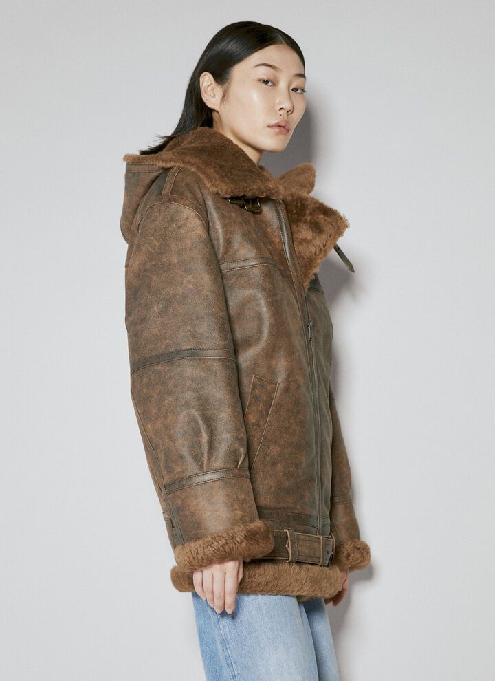 Saint Laurent Paris o1bcso1str1224 Oversized Jacket In Aged Lambskin in Brown Size XS / US 0-2 / IT 36-38 - 2 Thumbnail