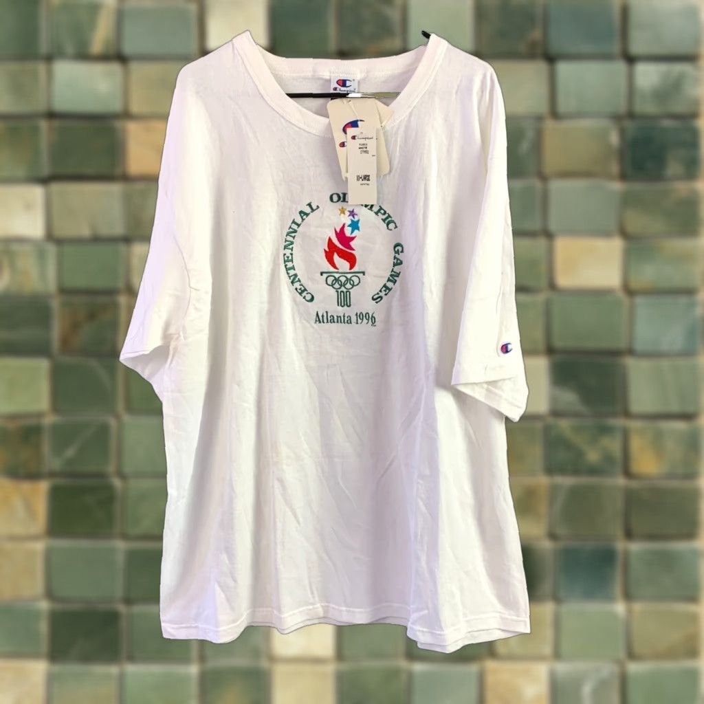 Champion VINTAGE 1996 Centennial Olympics Atlanta Champion Tee T-Shirt 2XL White Mens NWT Size US XXL / EU 58 / 5 - 1 Thumbnail