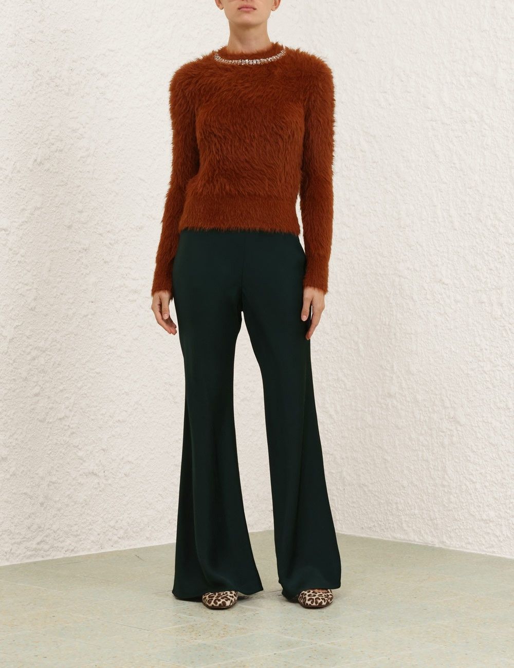 Zimmermann oc11z0925 Eden Slouch Flare Pant in Bottle Green Size 30" / US 8 / IT 44 - 8 Thumbnail