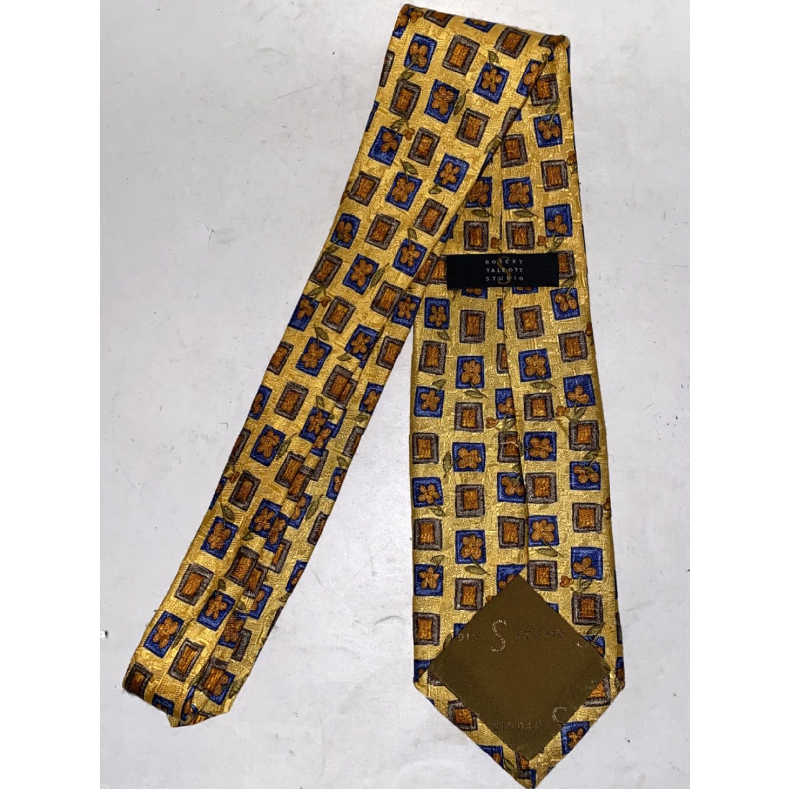 Robert Talbott Robert Talbott Studio Tie Men Silk Yellow Geometric Size ONE SIZE - 4 Thumbnail