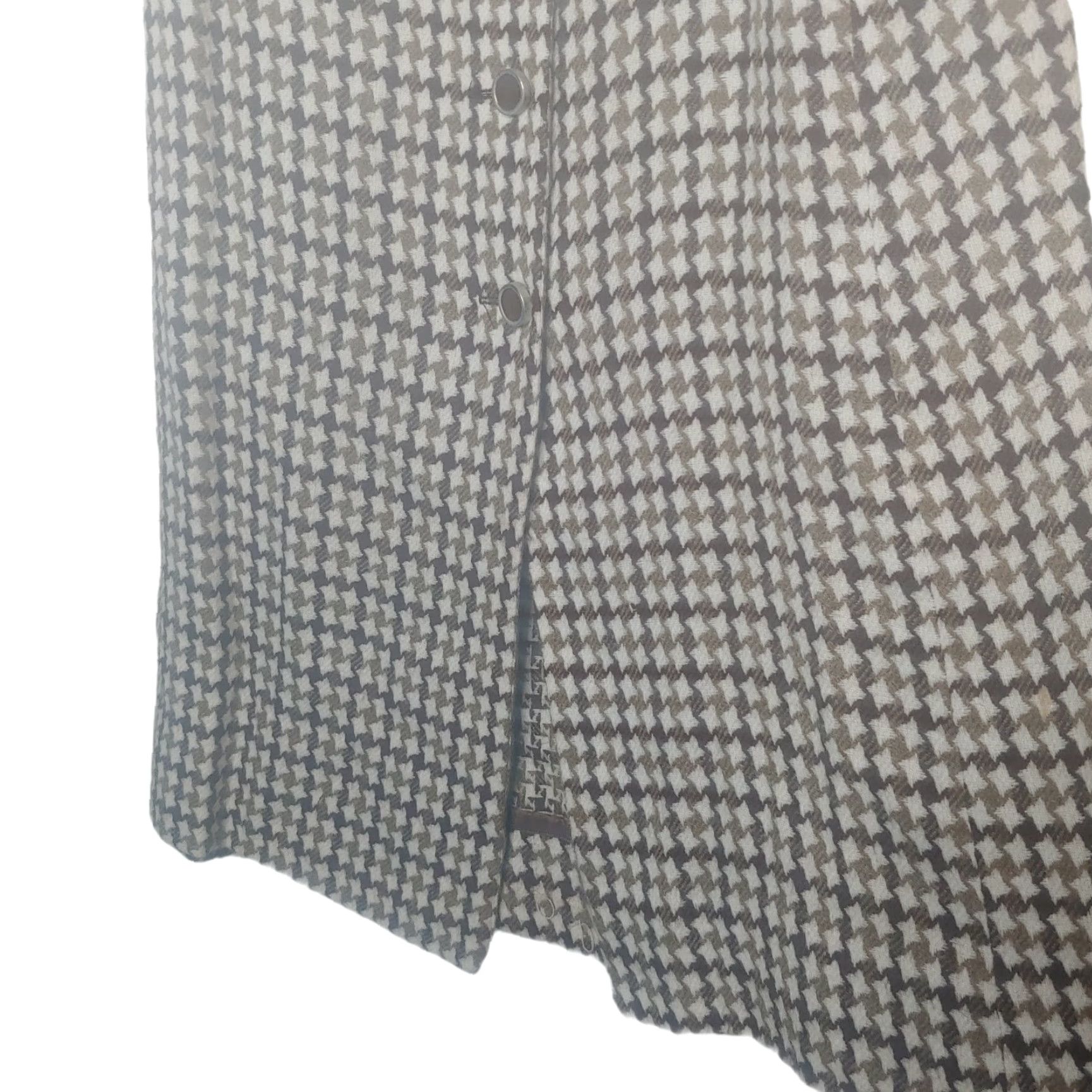 Vintage VINTAGE Skirt 1960s Houndstooth Button Front Long A-Line Maxi Women 12 Brown/White 40.5" Size 34" / US 12 / IT 48 - 4 Thumbnail