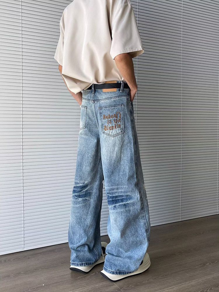 Japanese Brand American hip-hop straight leg lightning wash ripped jeans Size US 32 / EU 48 - 5 Thumbnail