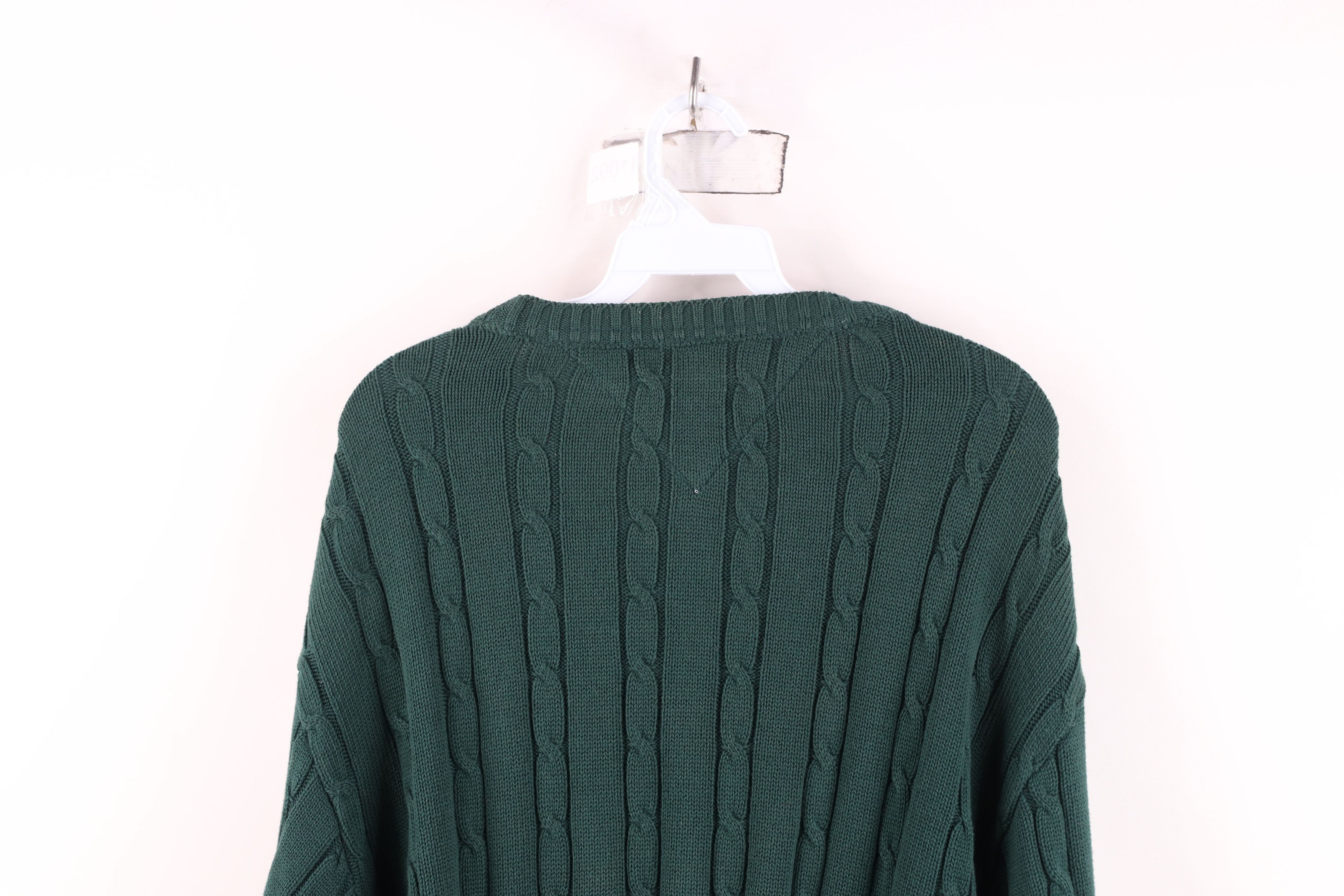 Tommy Hilfiger Vintage 90s Tommy Hilfiger Chunky Cable Knit Sweater Green Size US XL / EU 56 / 4 - 13 Thumbnail
