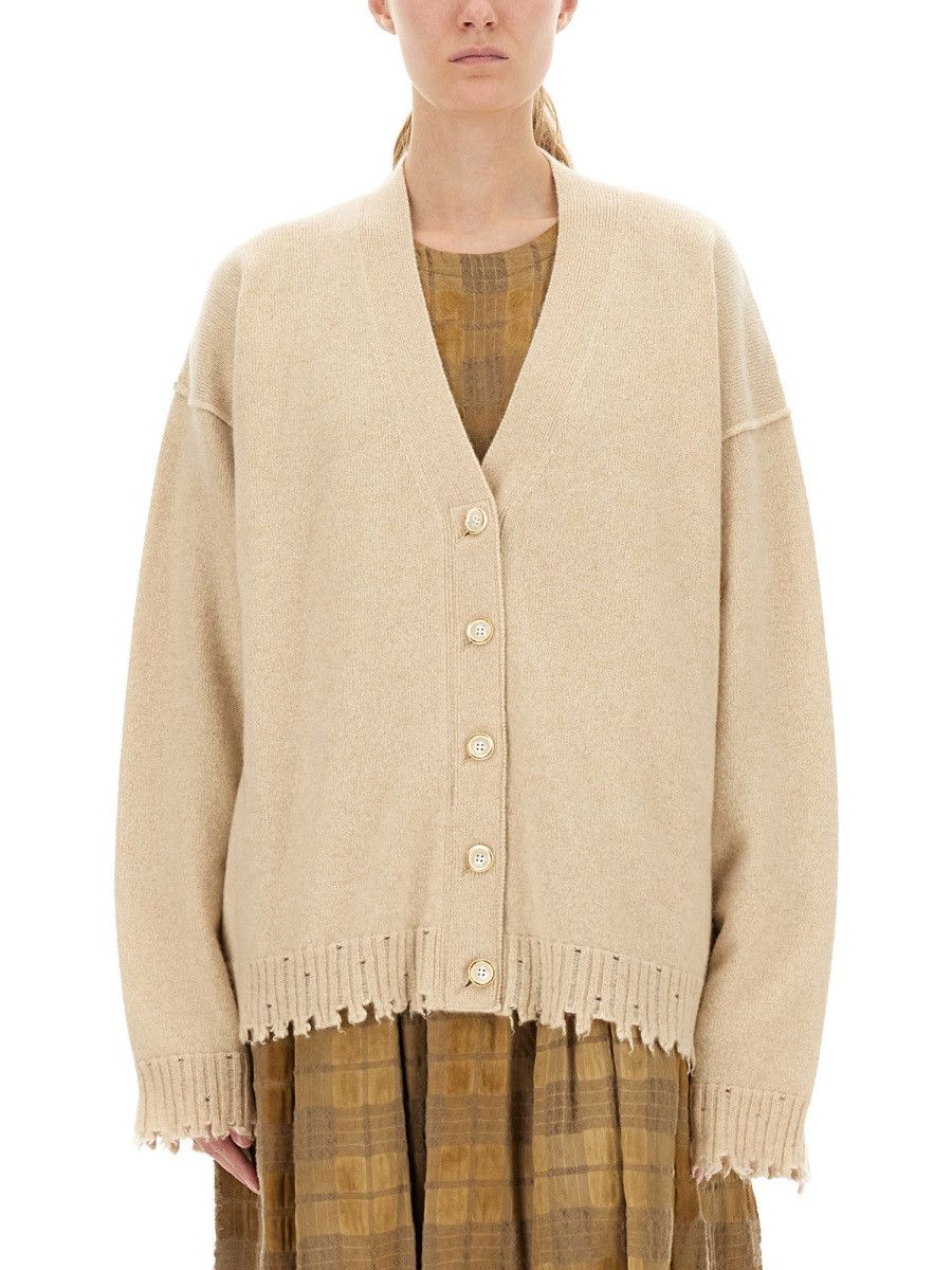 Uma Wang UMA WANG CASHMERE CARDIGAN WITH BUTTONS - BEIGE Size M / US 6-8 / IT 42-44 - 1 Thumbnail