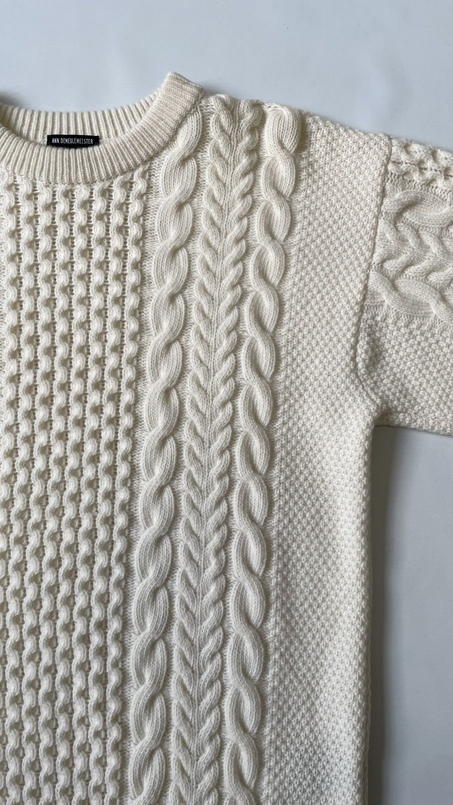 Ann Demeulemeester Cream ‘Aran’ Cable Knit Sweater Size US M / EU 48-50 / 2 - 4 Thumbnail