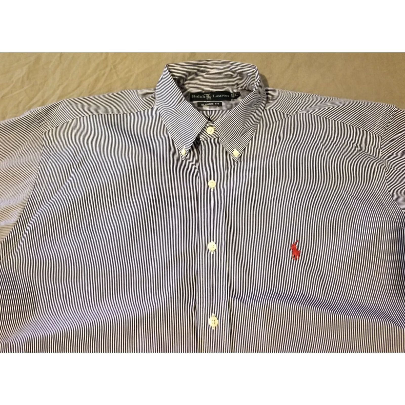 Polo Ralph Lauren Polo Ralph Lauren Mens Shirt Large Blue Button Cotton Short Sleeve Size 42R - 2 Thumbnail