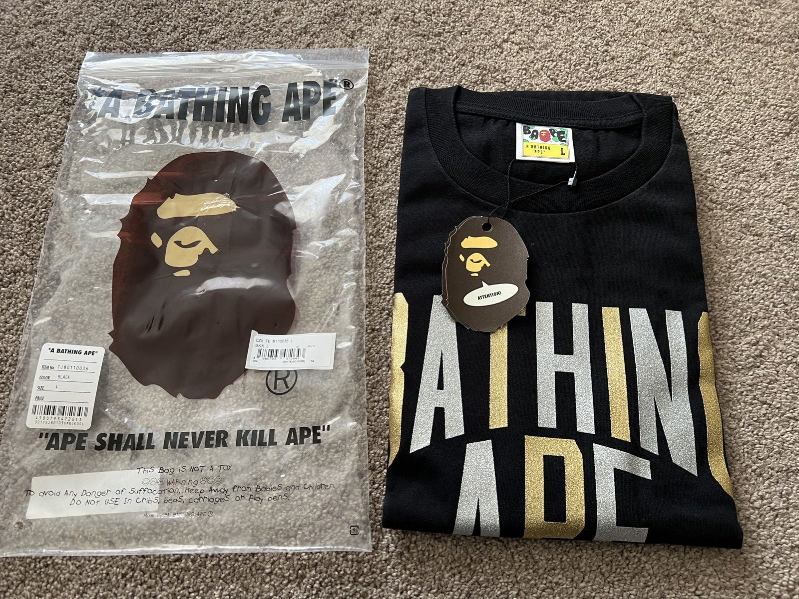 Bape Brand new A Bathing Ape NYC glitter layered line tshirt L Size US L / EU 52-54 / 3 - 2 Thumbnail