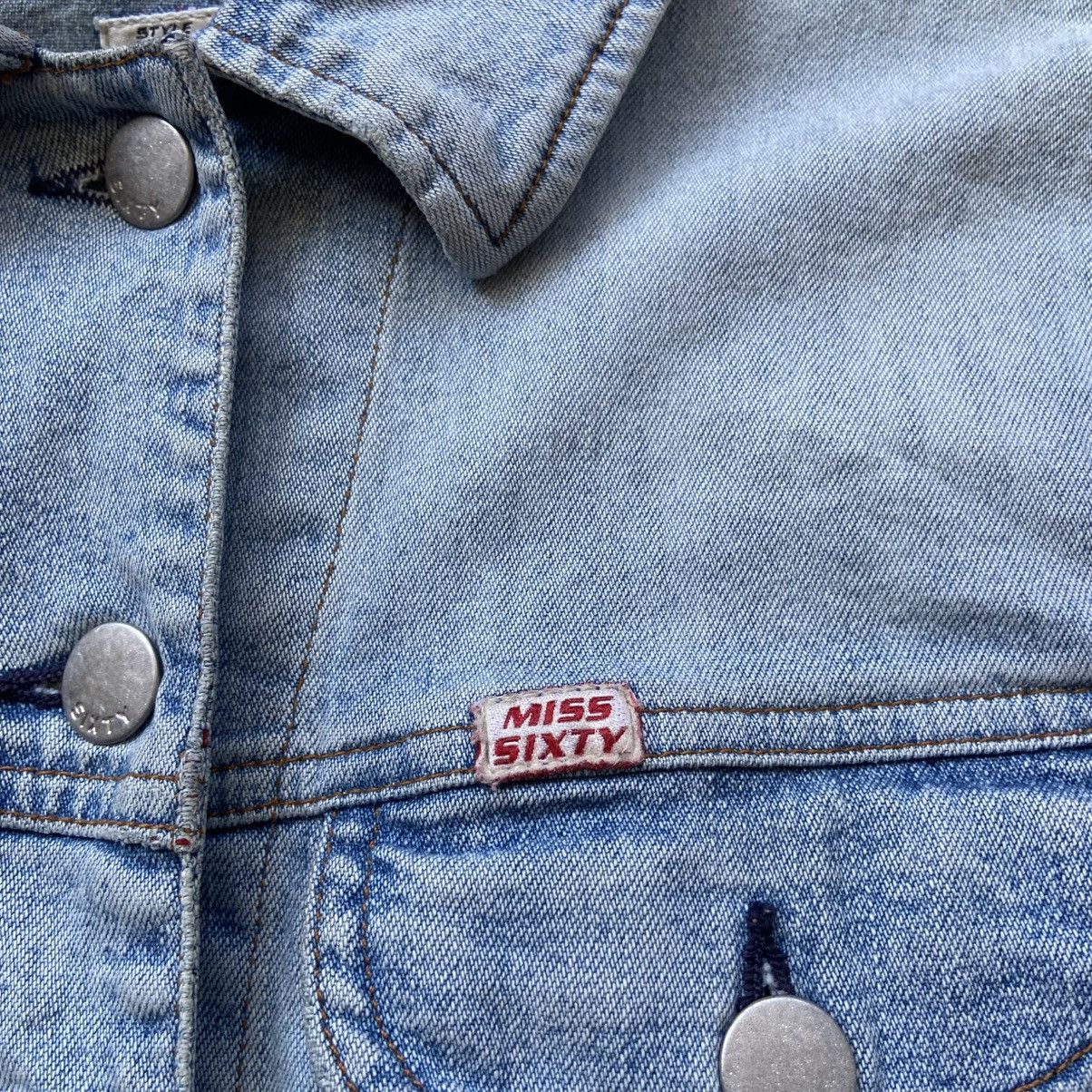 Miss Sixty 📌 Vintage 00s Miss Sixty Denim Crop Y2K Jacket Size XS / US 0-2 / IT 36-38 - 4 Thumbnail