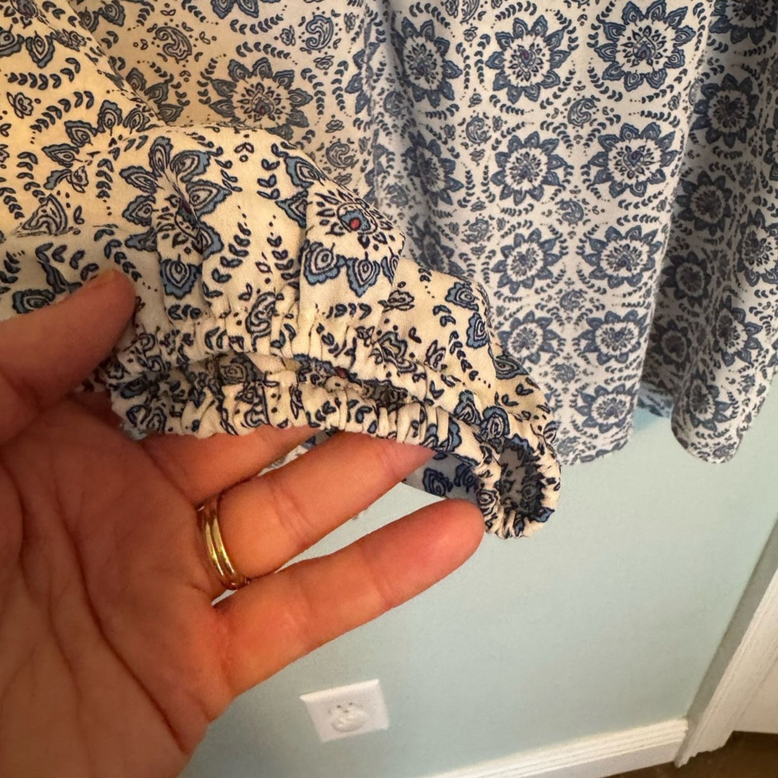Elie Tahari Tahari Floral Blue and White Women's Top SZ 1X Size XL / US 12-14 / IT 48-50 - 7 Thumbnail